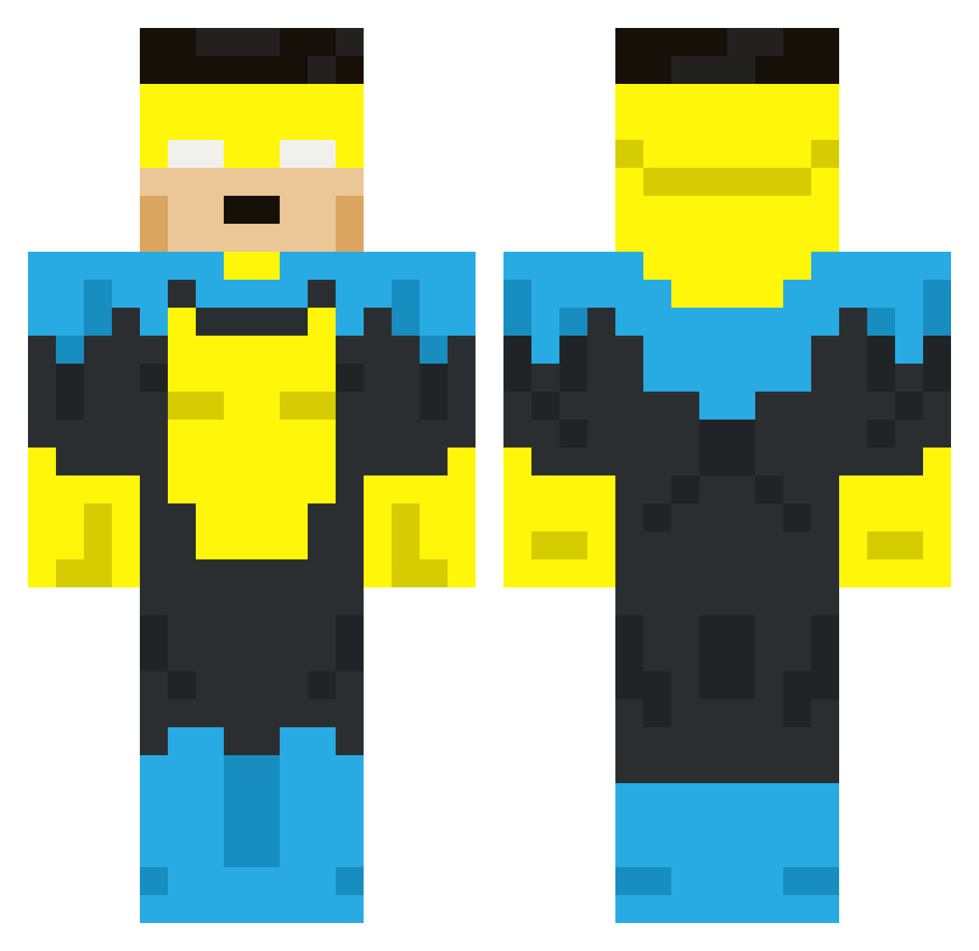 NotCJ34 Minecraft skin, front and back view