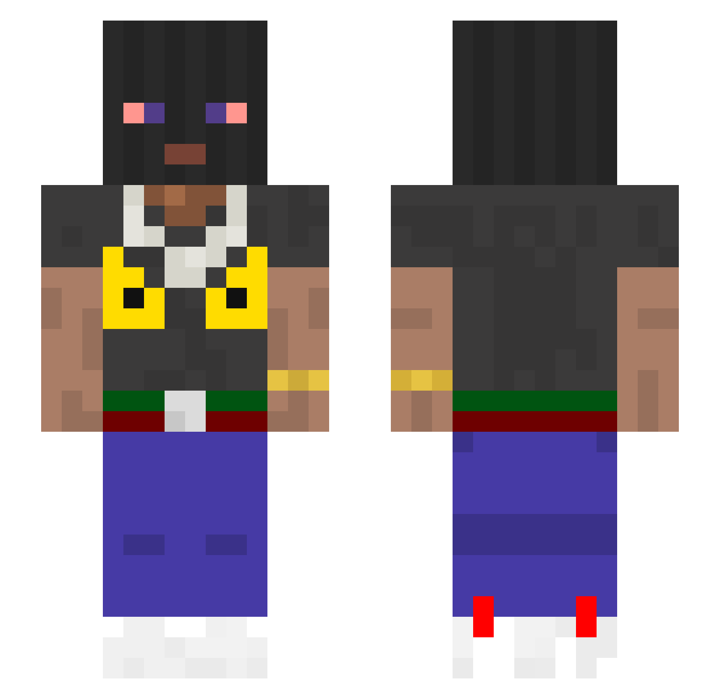 YourNanStinks Minecraft skin, front and back view