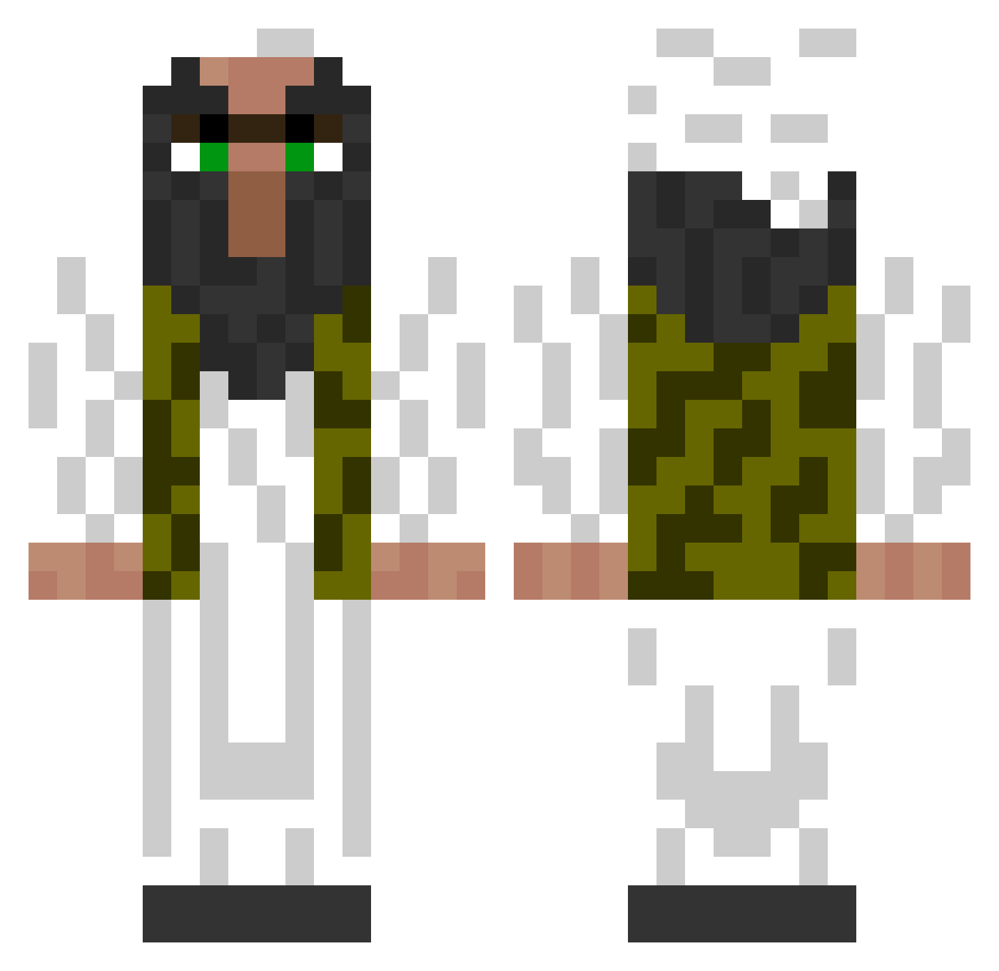 Oddis123 Minecraft skin, front and back view