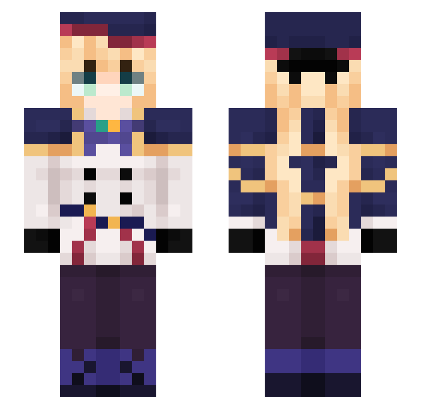xxSlobynob Minecraft skin, front and back view