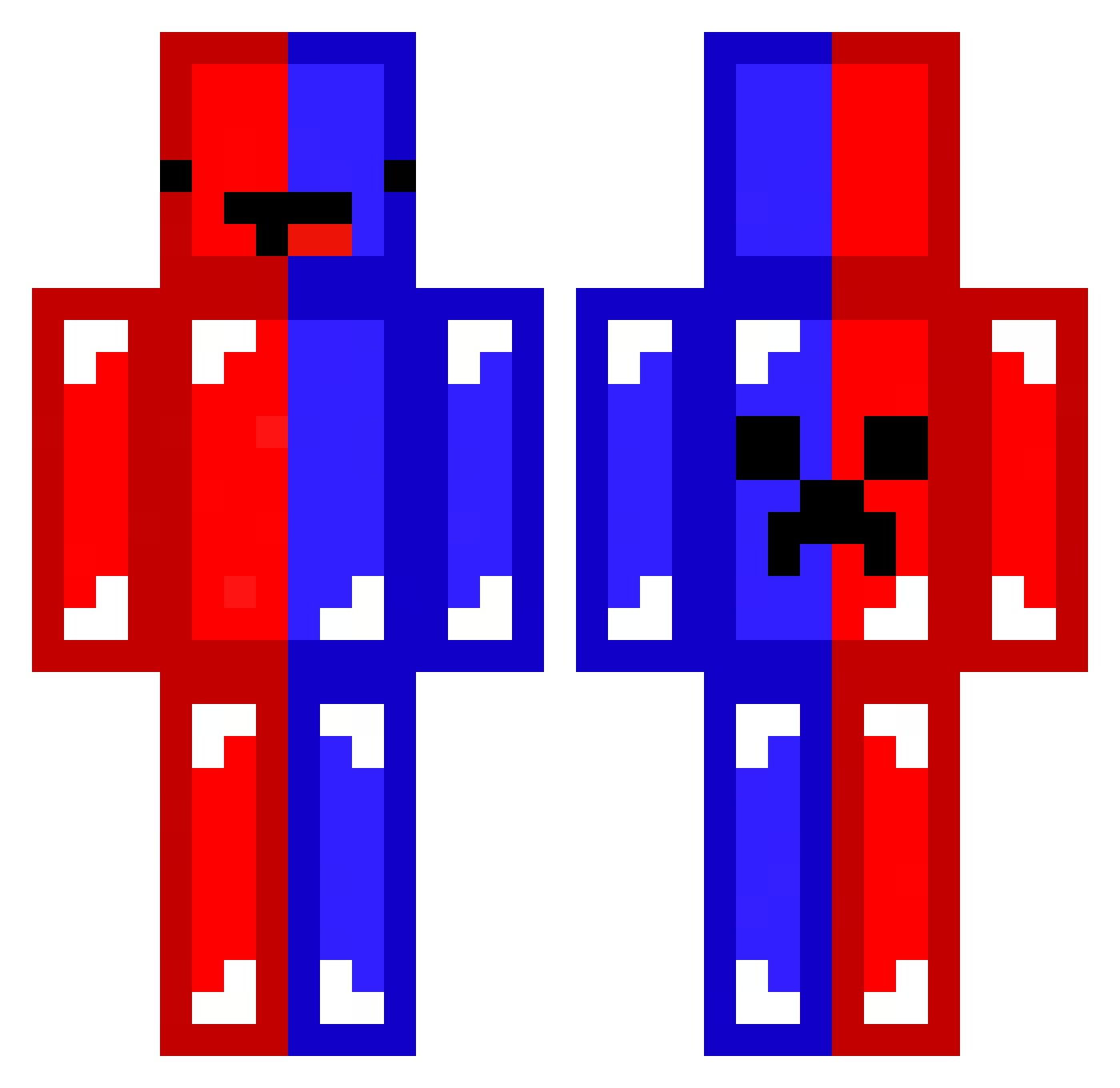 BlueRedSkeppy Minecraft skin, front and back view