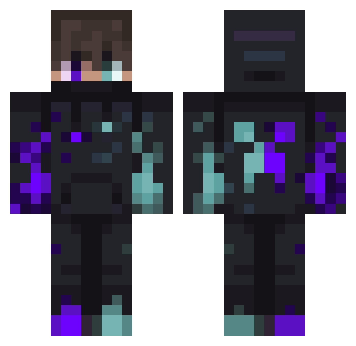 HappyAxo Minecraft skin, front and back view