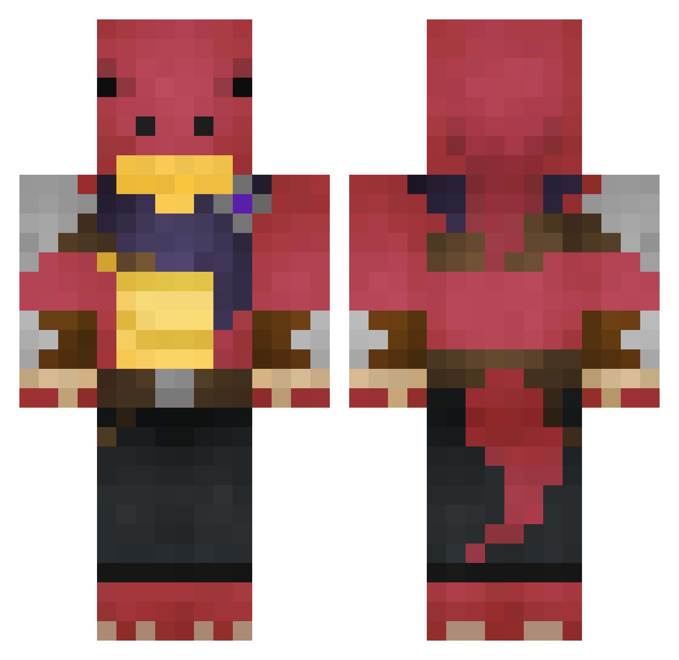 Toshimonster Minecraft skin, front and back view