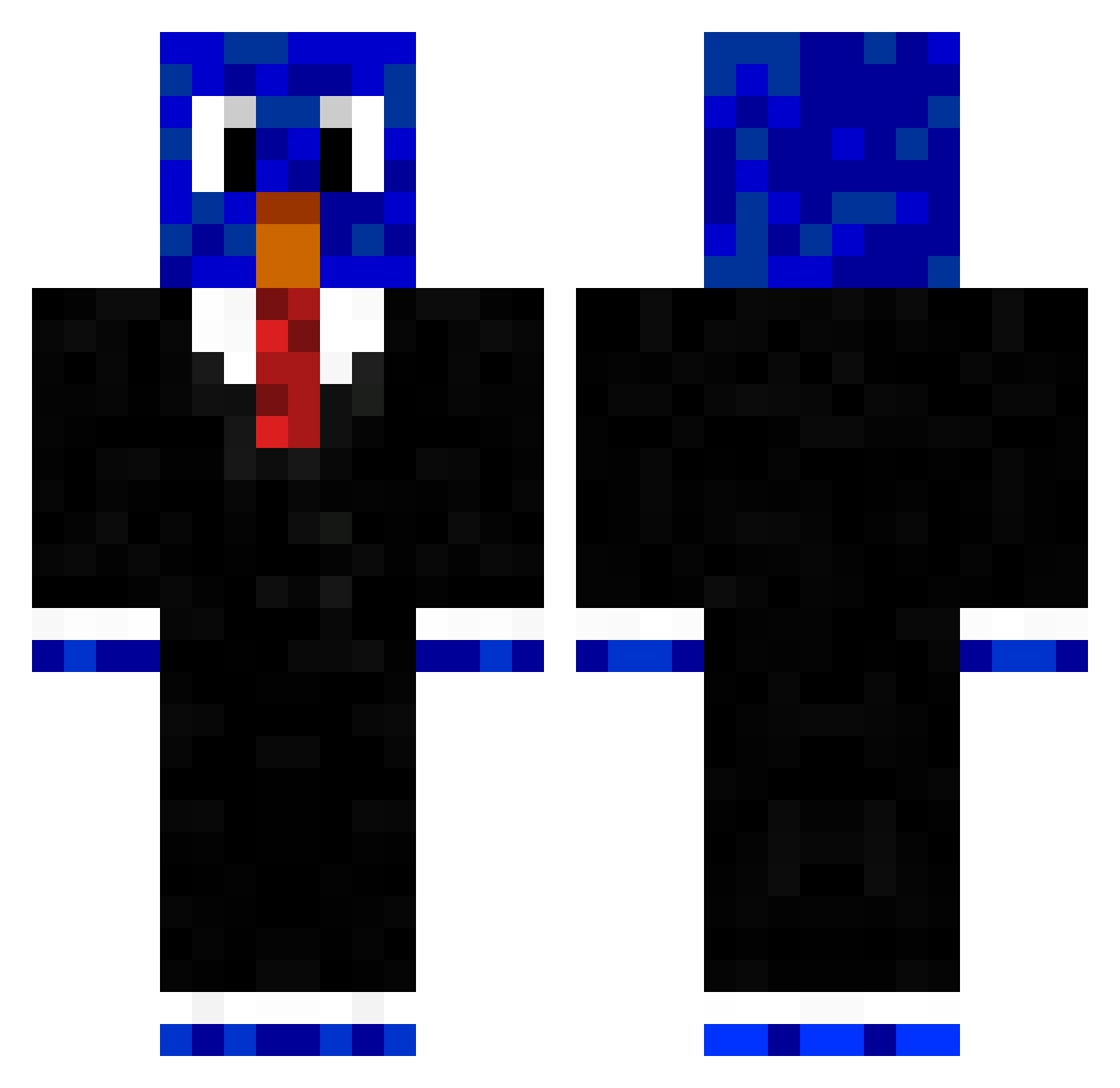 BlueBird Minecraft skin, front and back view
