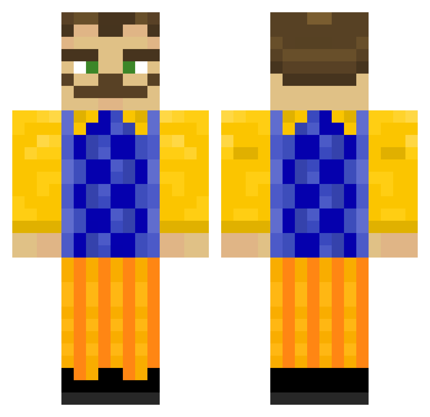 Cash8money Minecraft skin, front and back view