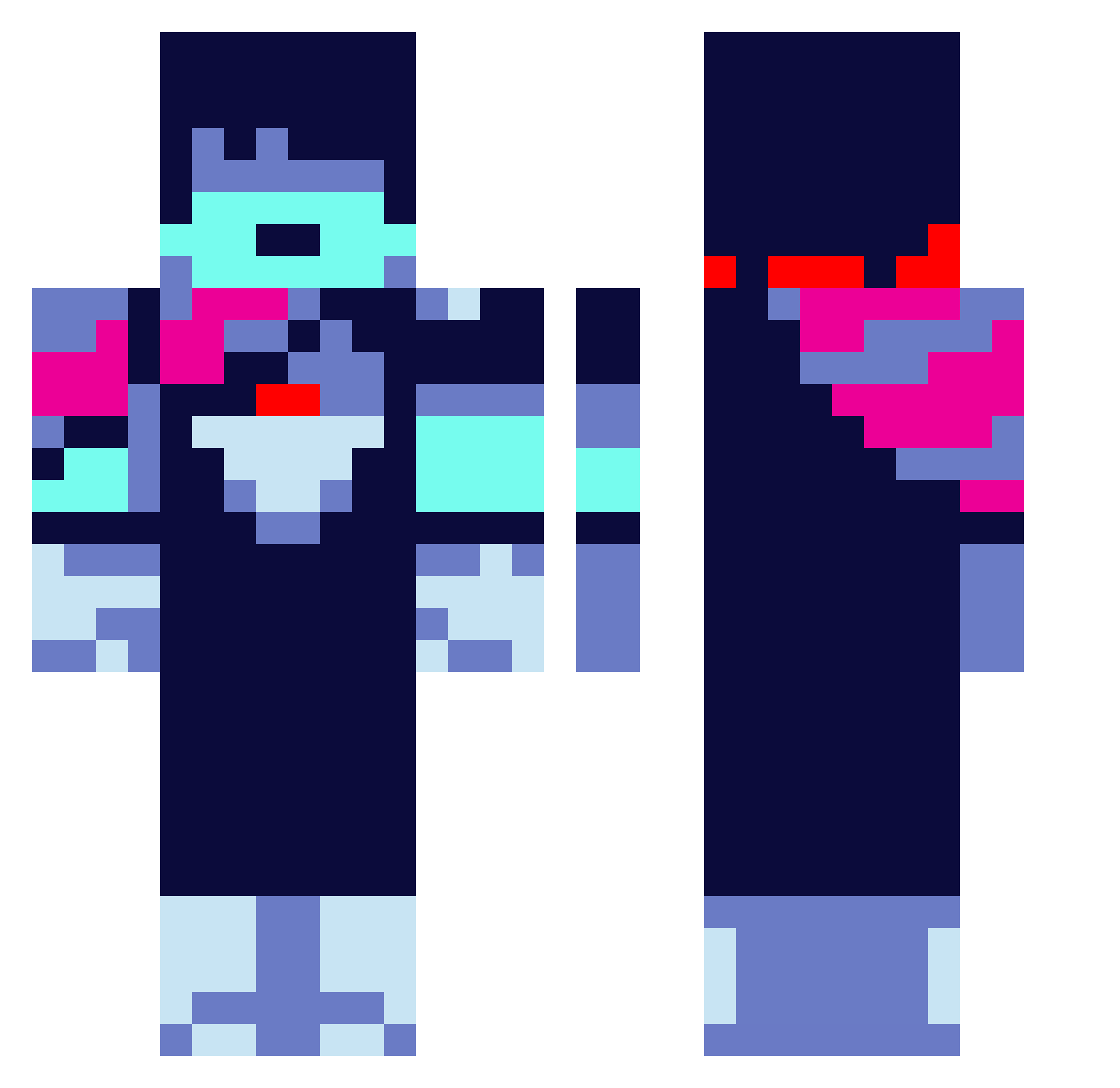 vjalle Minecraft skin, front and back view