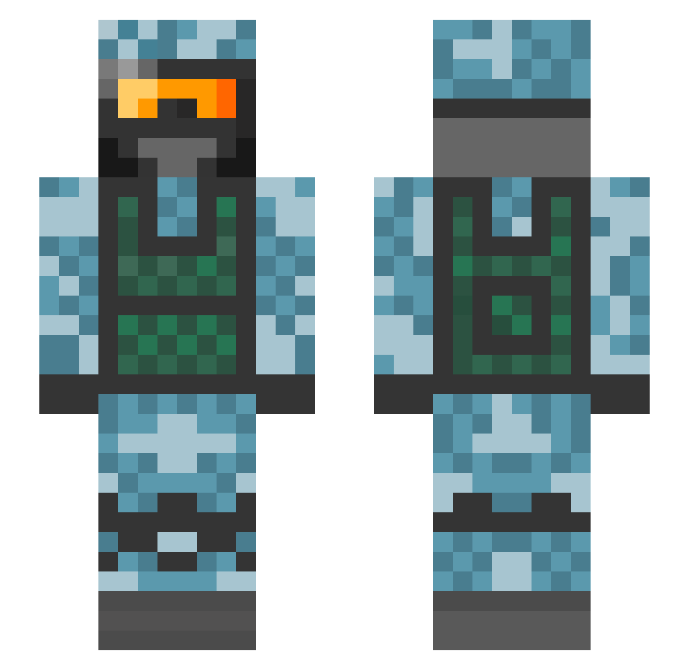Commissar_Rex Minecraft skin, front and back view