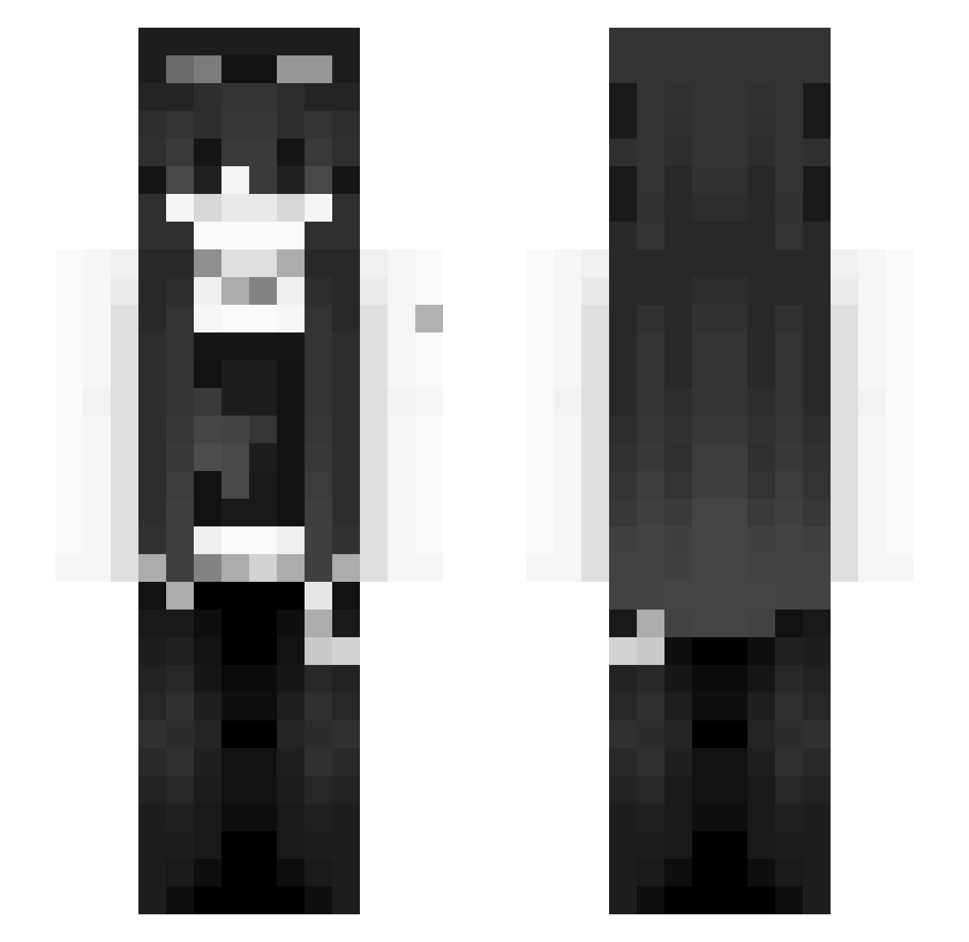 UnicornPandaCat Minecraft skin, front and back view
