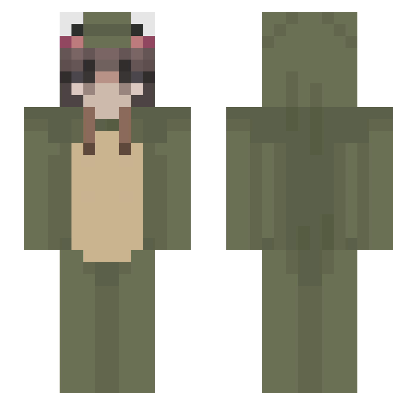 Strelzia Minecraft skin, front and back view