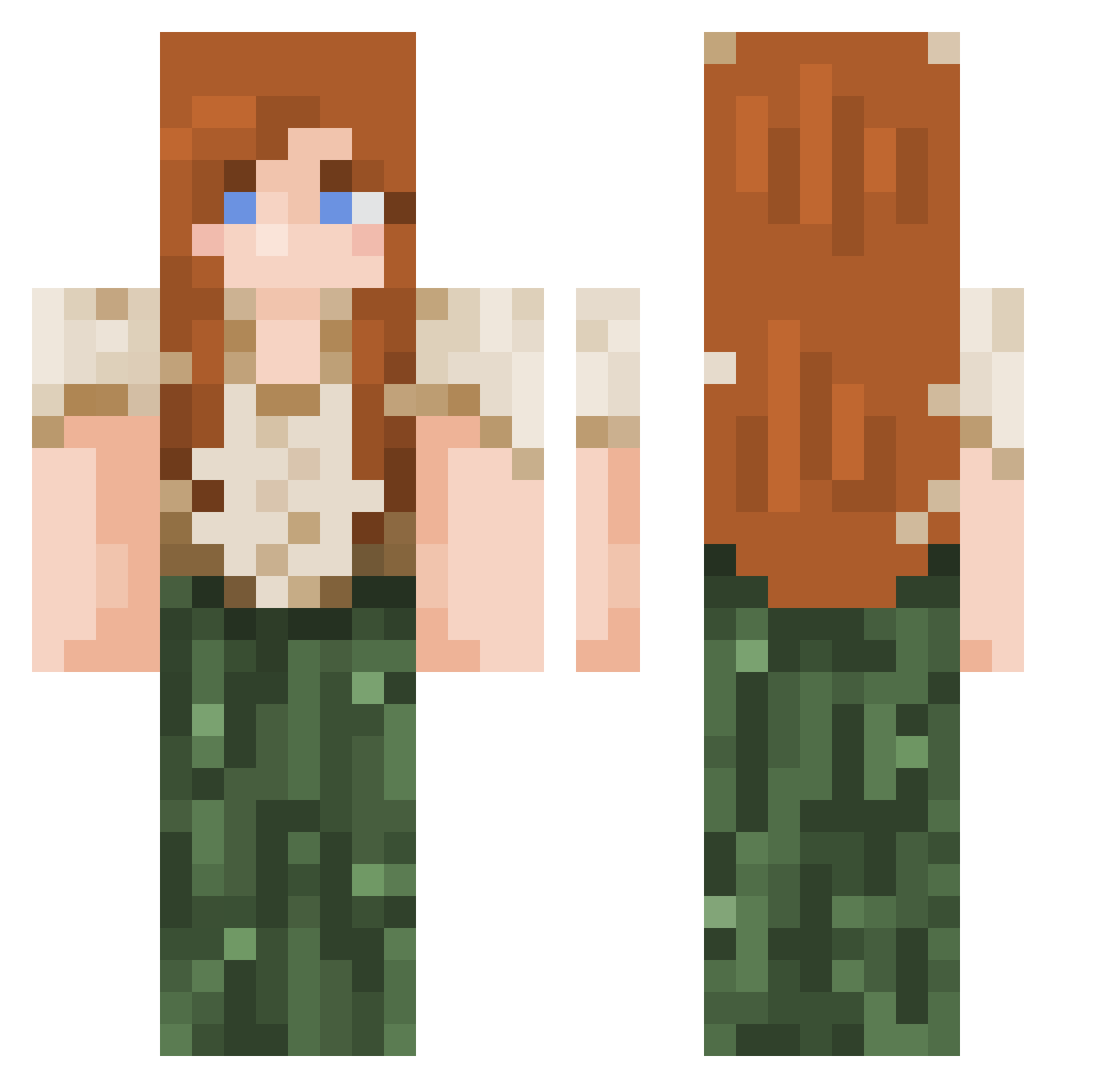 MadelynD Minecraft skin, front and back view