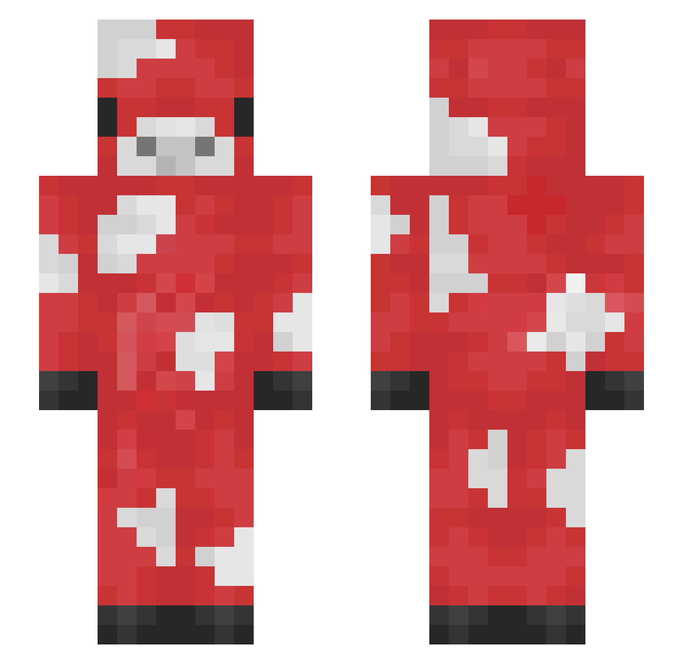 RedPulse Minecraft skin, front and back view