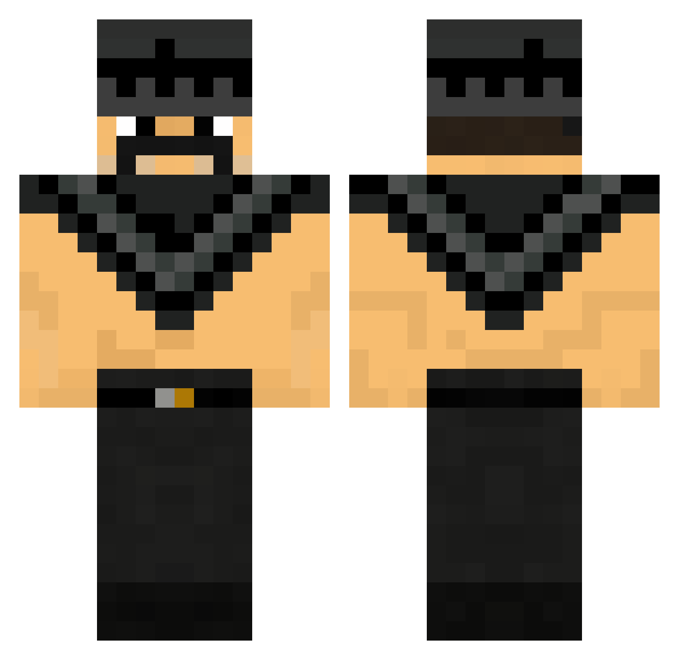 INMORTALBRAVO Minecraft skin, front and back view