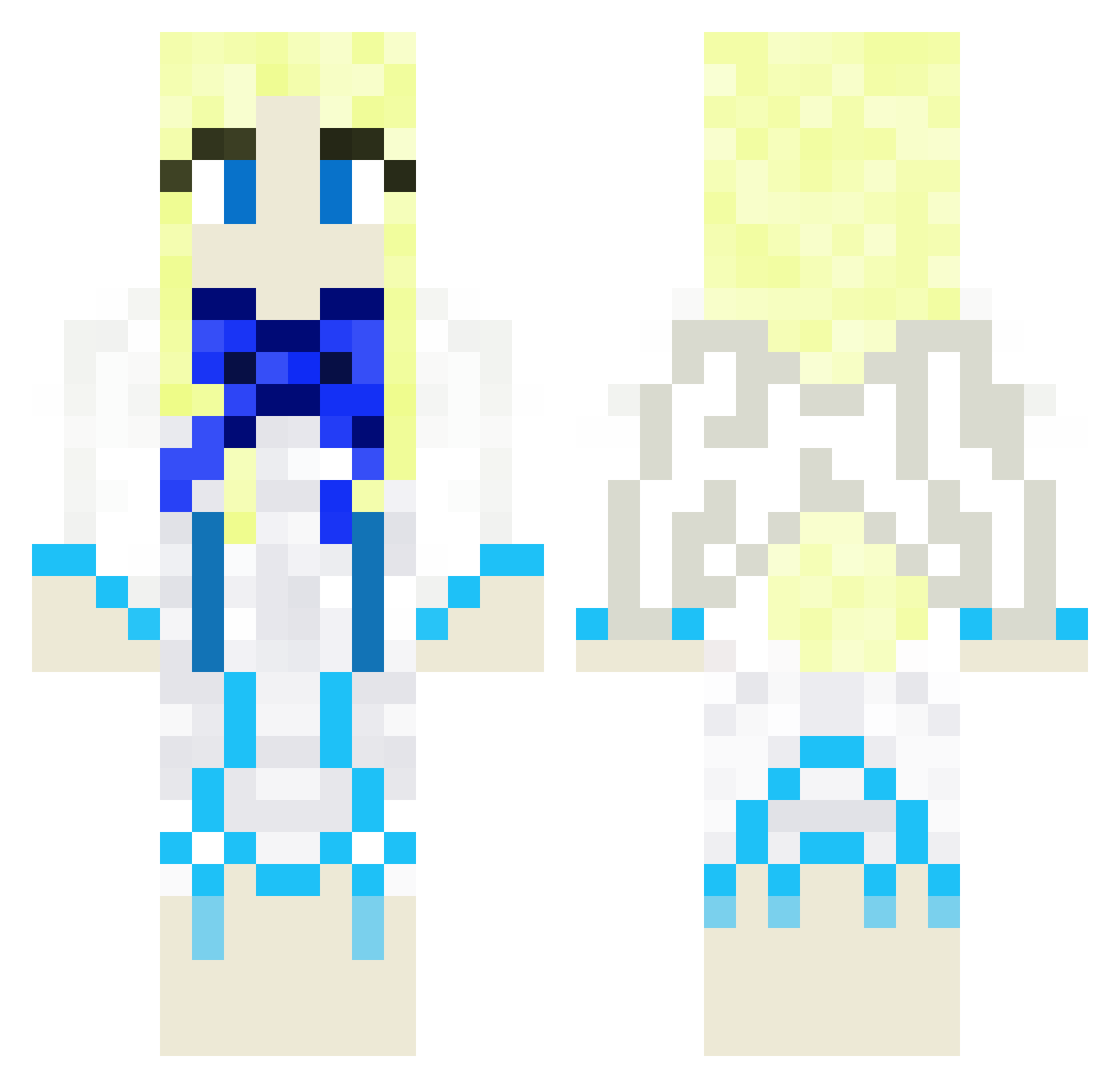 popgummybear Minecraft skin, front and back view