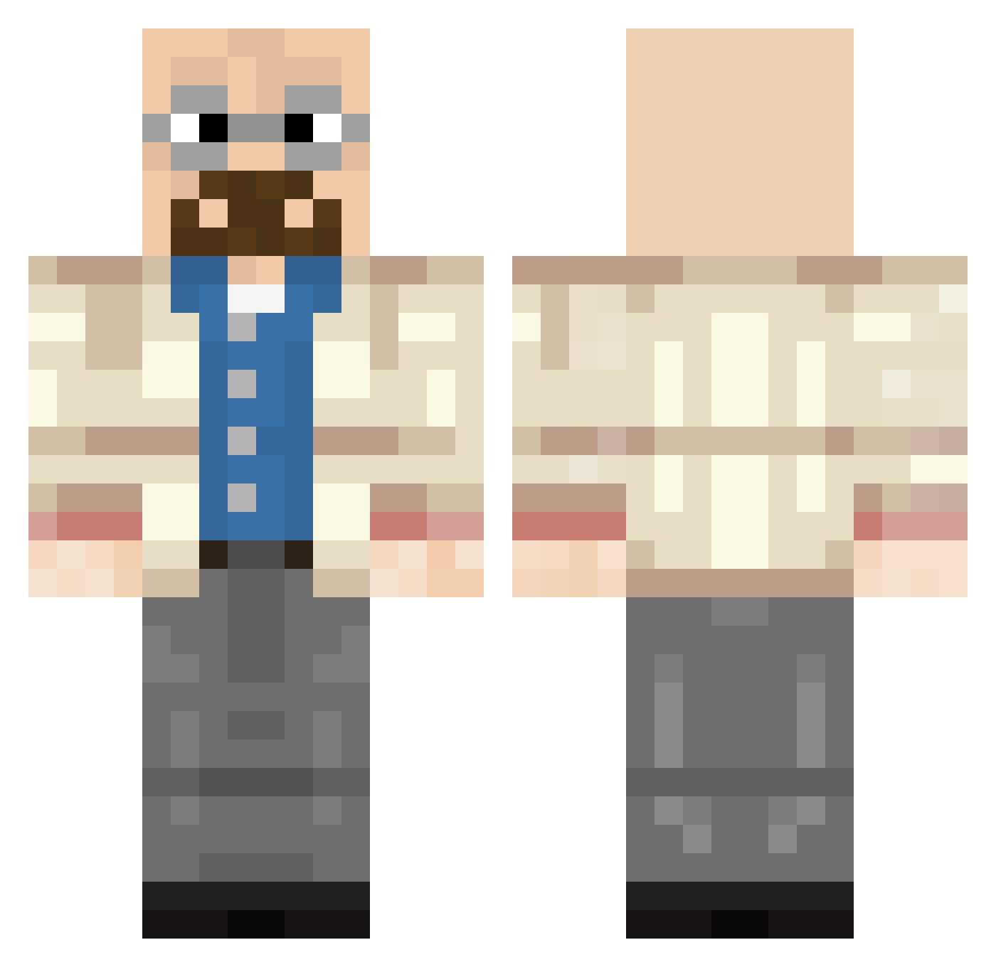 tturtless Minecraft skin, front and back view