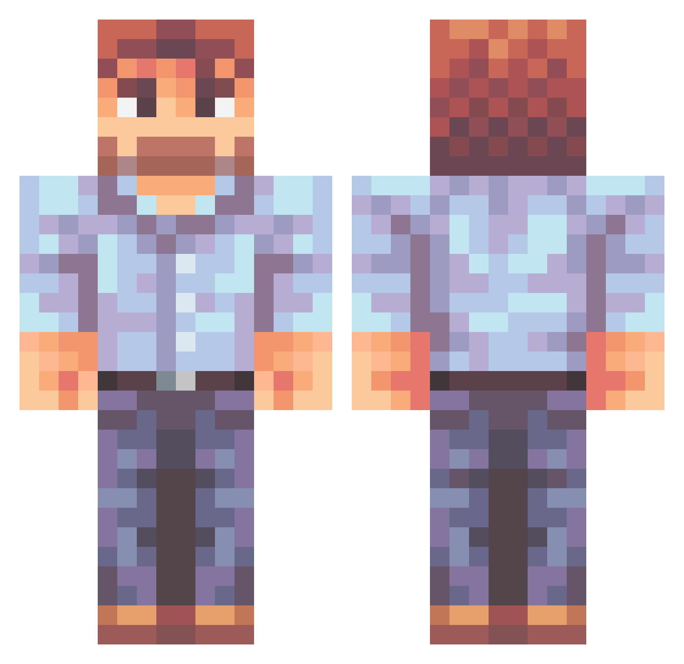 Rasm0s Minecraft skin, front and back view