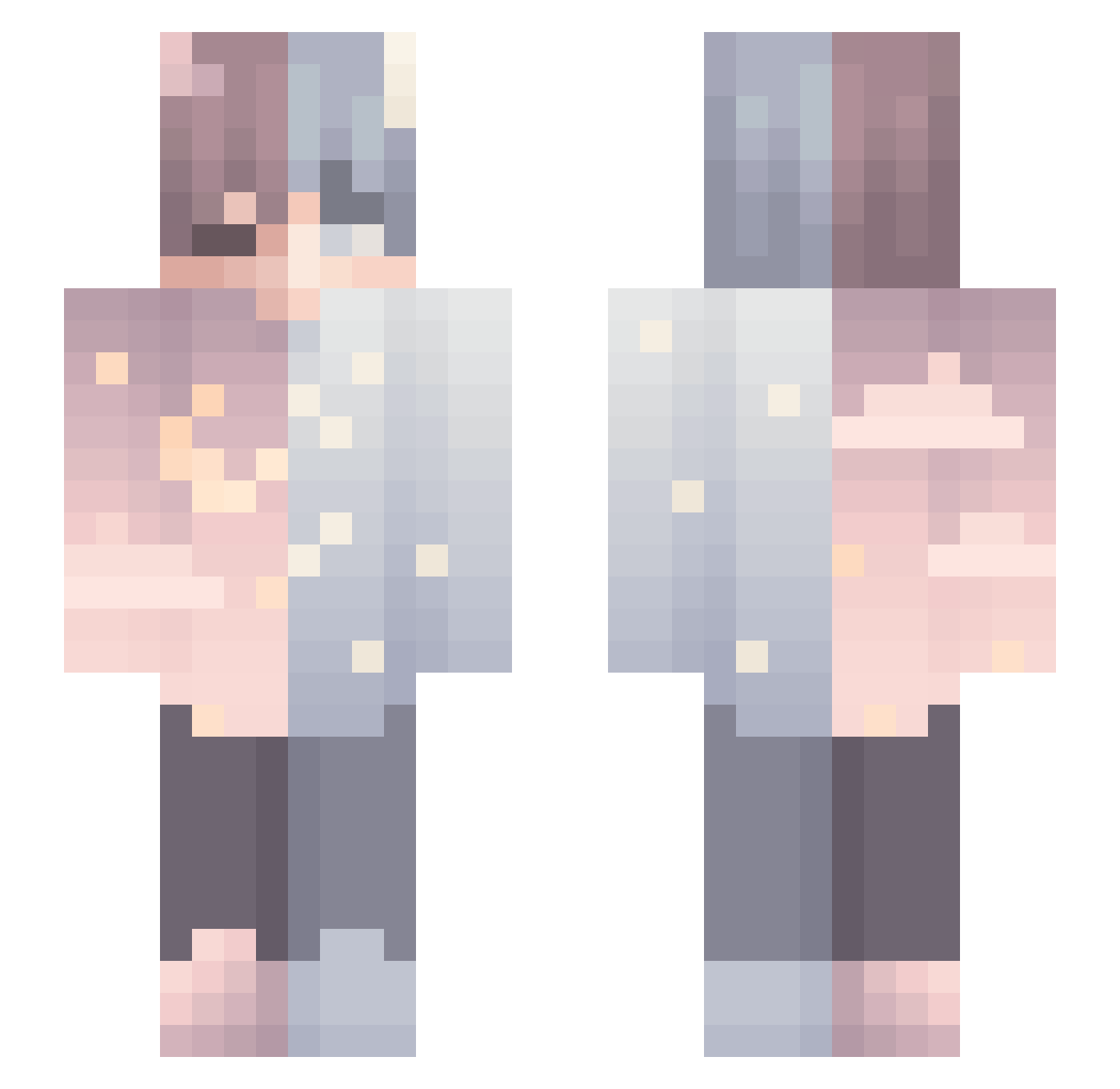 Musers Minecraft skin, front and back view