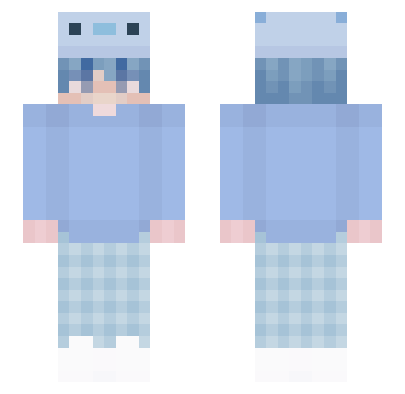 PerfectBlue_ Minecraft skin, front and back view