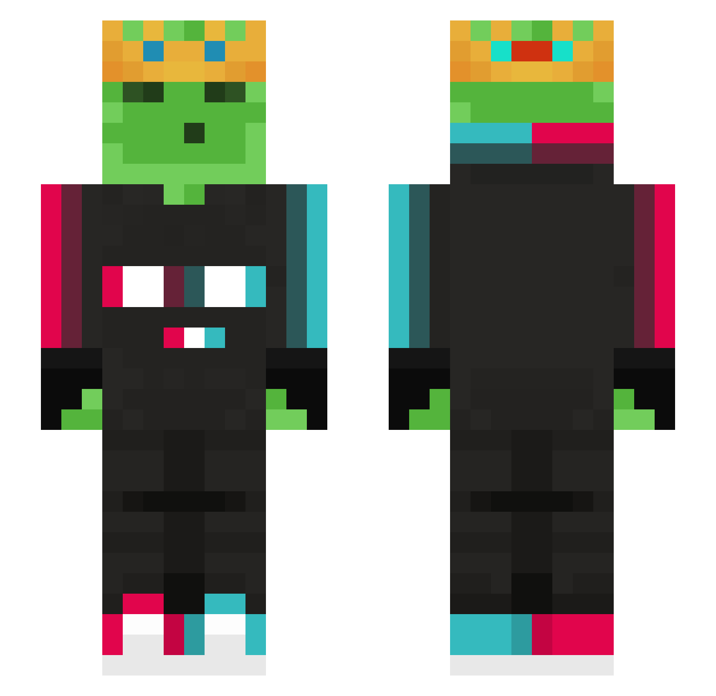 SlimyCraft Minecraft skin, front and back view