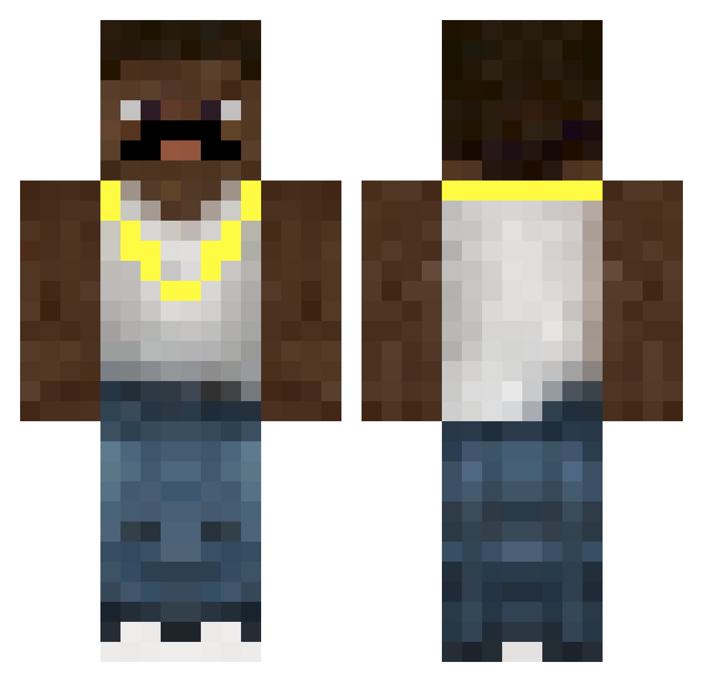 MisterAbodIx Minecraft skin, front and back view