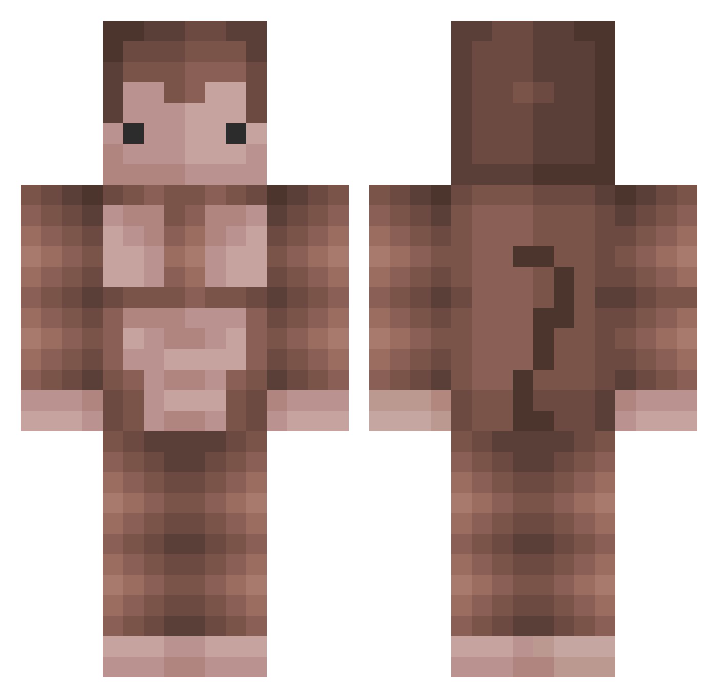 welcometomycafe Minecraft skin, front and back view