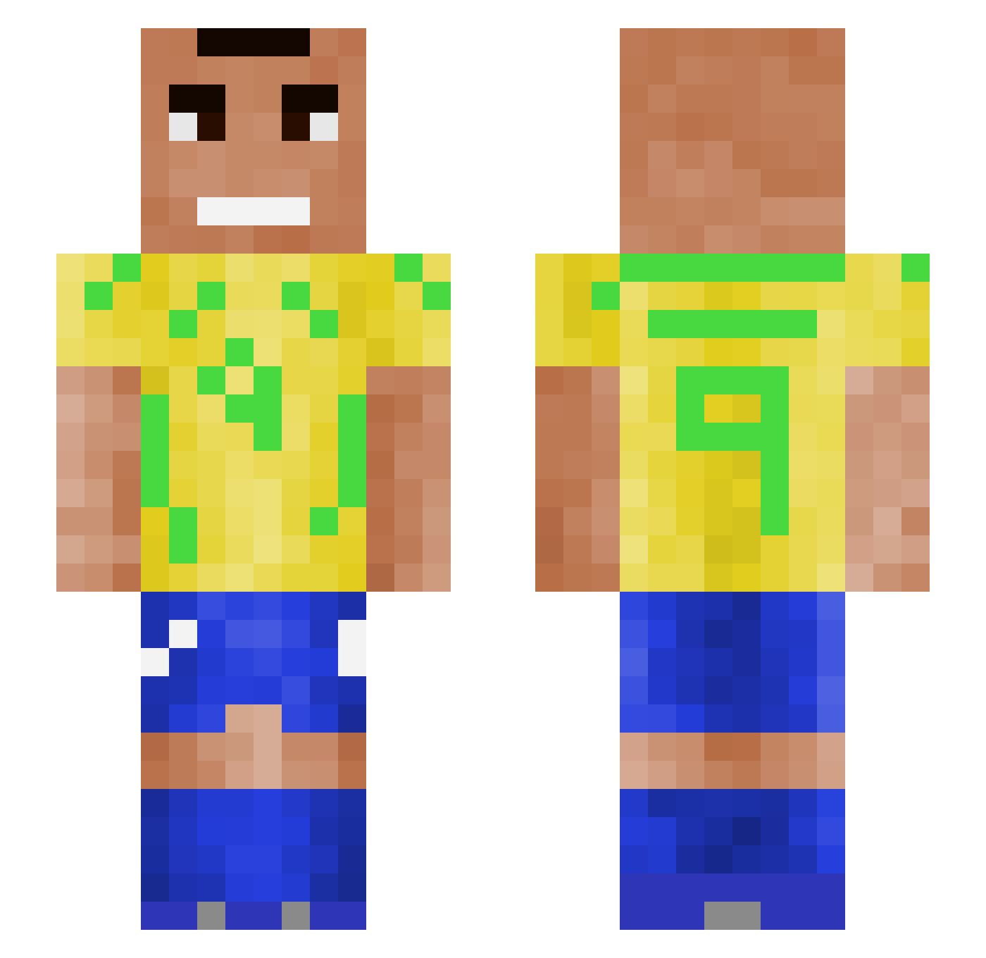 BrummBrummDuDumm Minecraft skin, front and back view