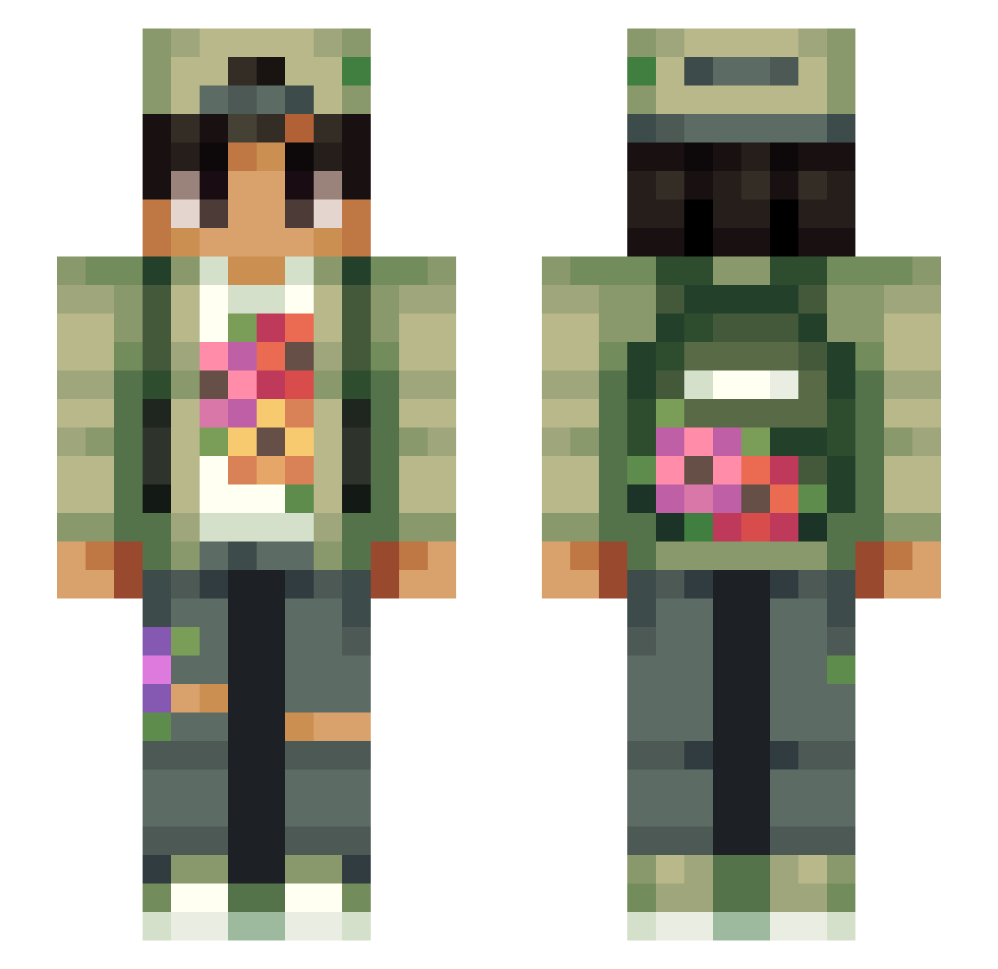 ItsRiverLmao Minecraft skin, front and back view