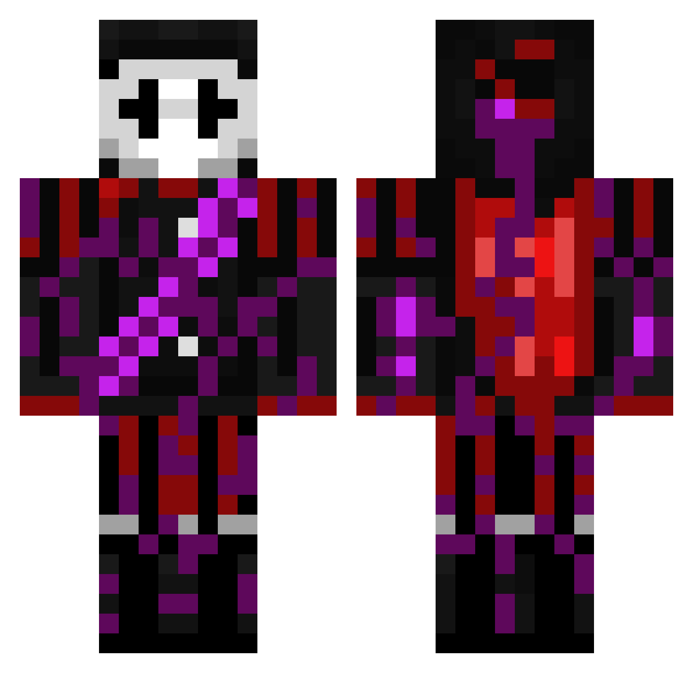 Curroption Minecraft skin, front and back view