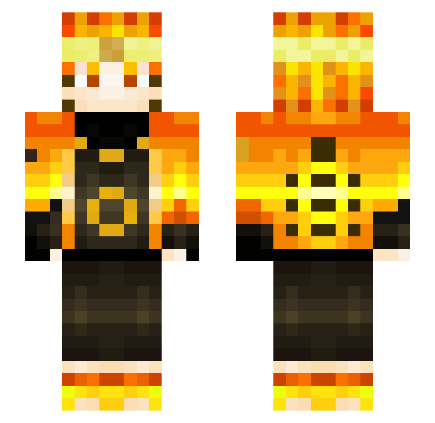 HecticFlash Minecraft skin, front and back view