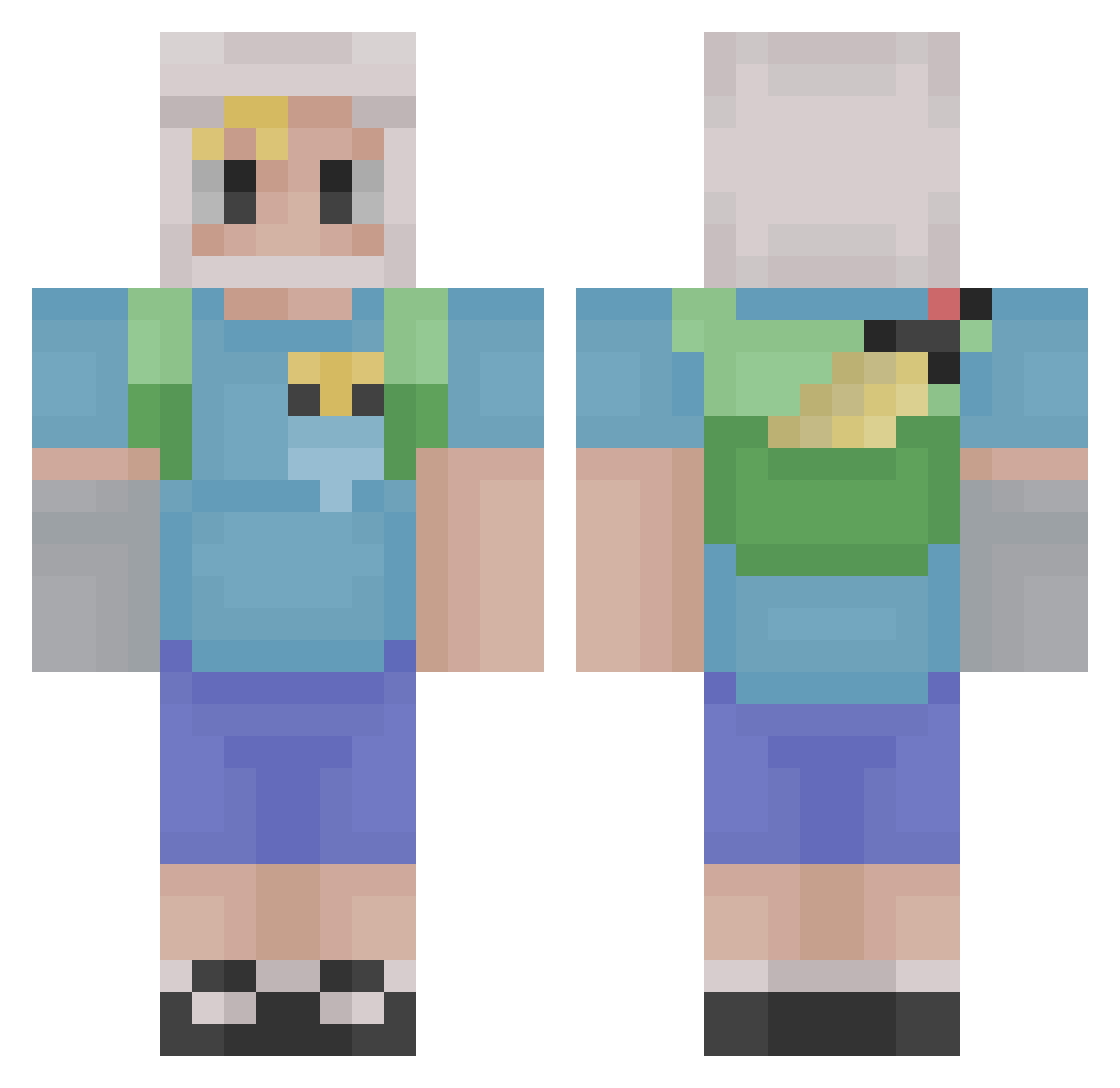airockzjr Minecraft skin, front and back view
