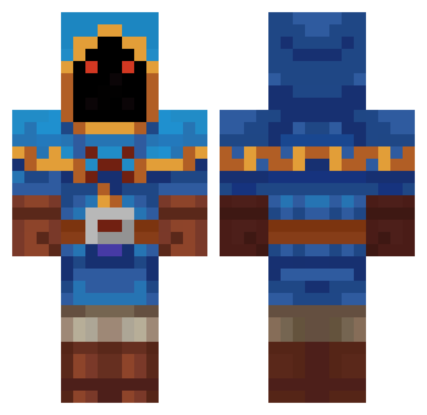 SuperGoodRobot Minecraft skin, front and back view