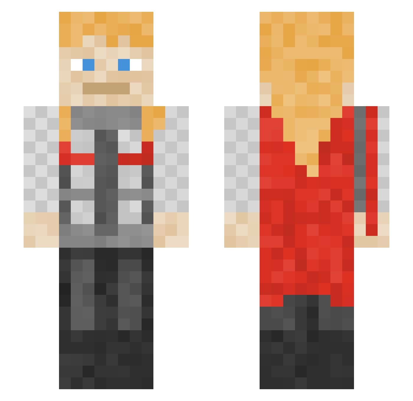 TehBeast Minecraft skin, front and back view