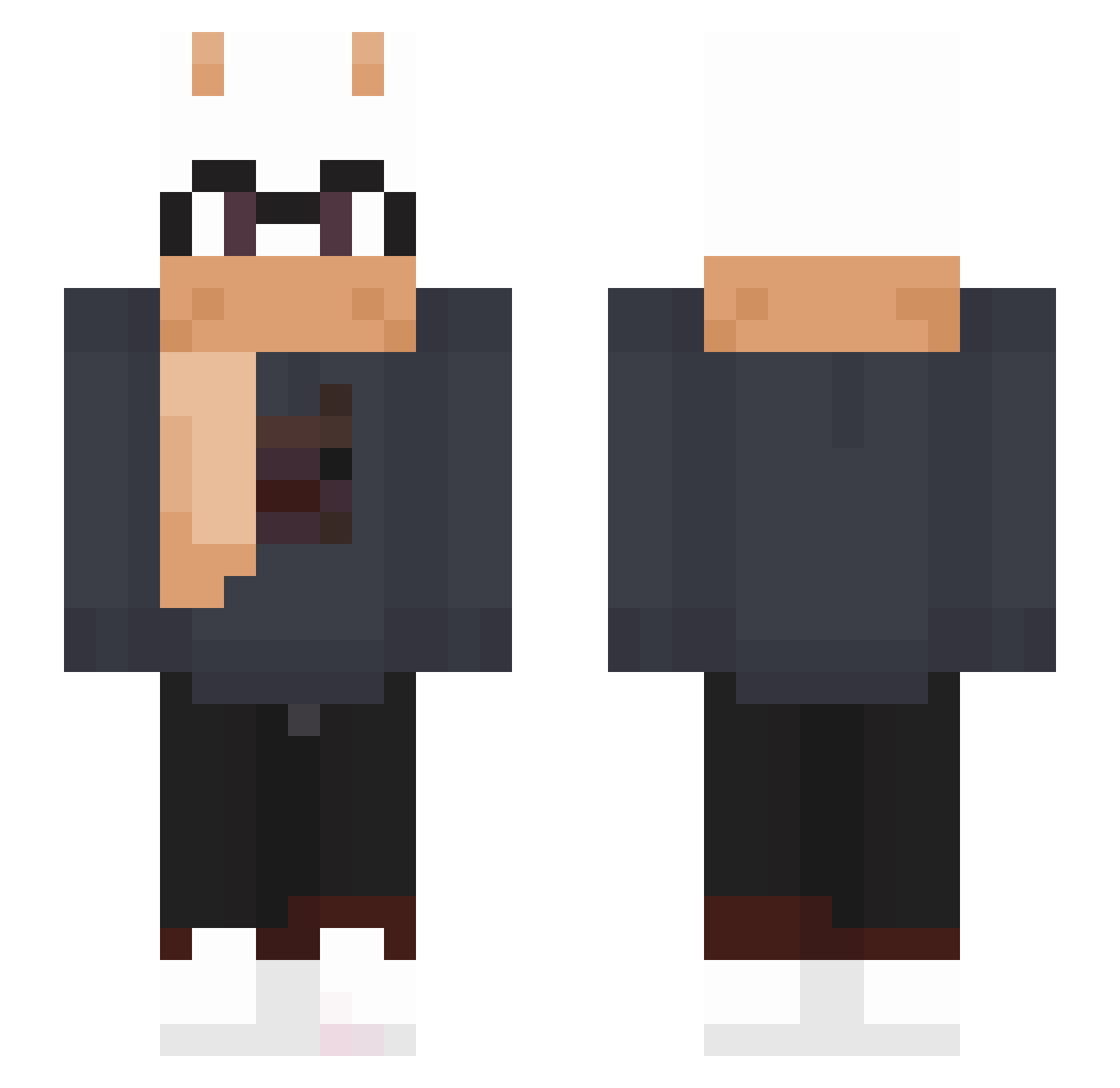 Colorblind Minecraft skin, front and back view