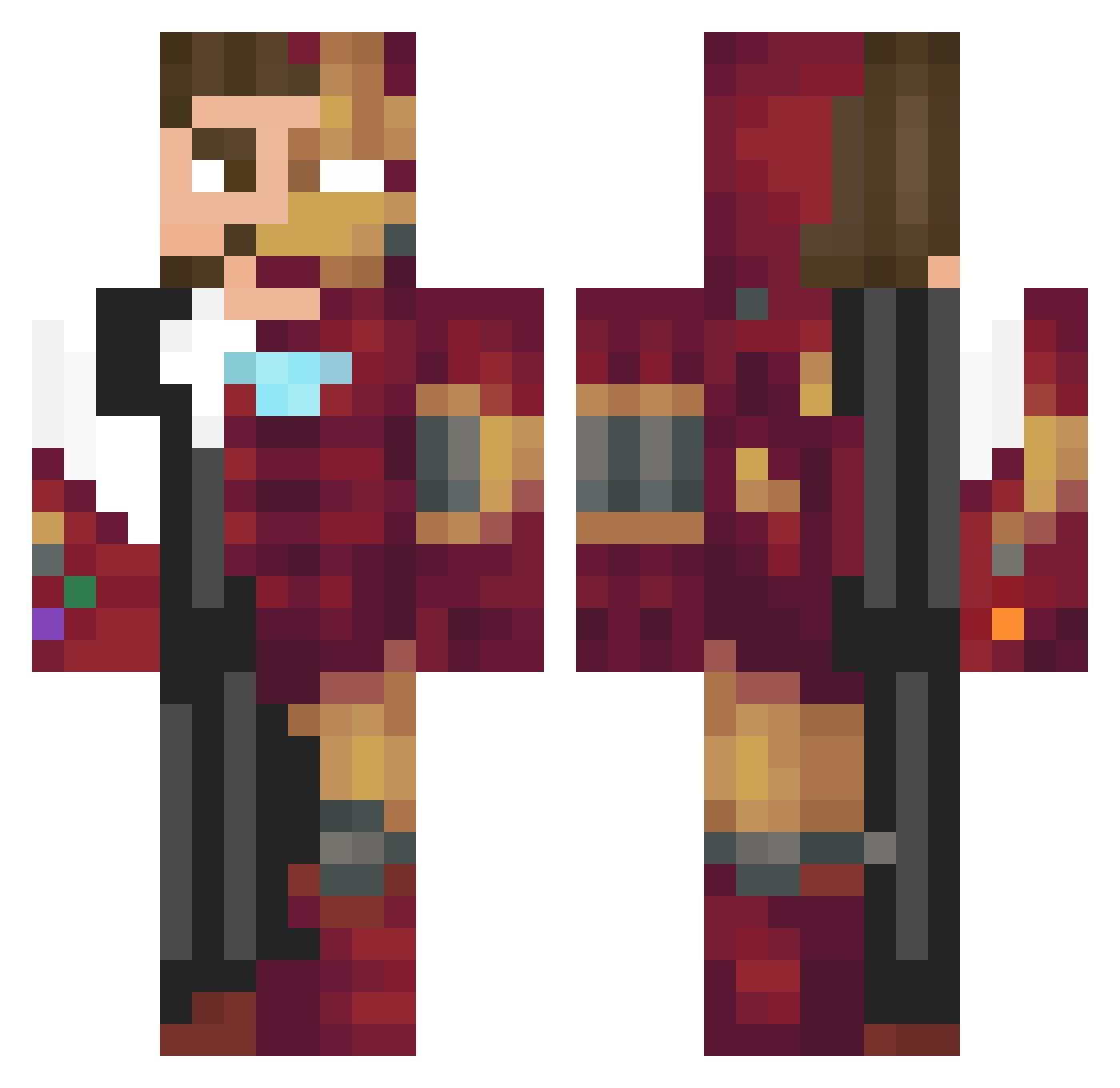 MarvelousCap Minecraft skin, front and back view