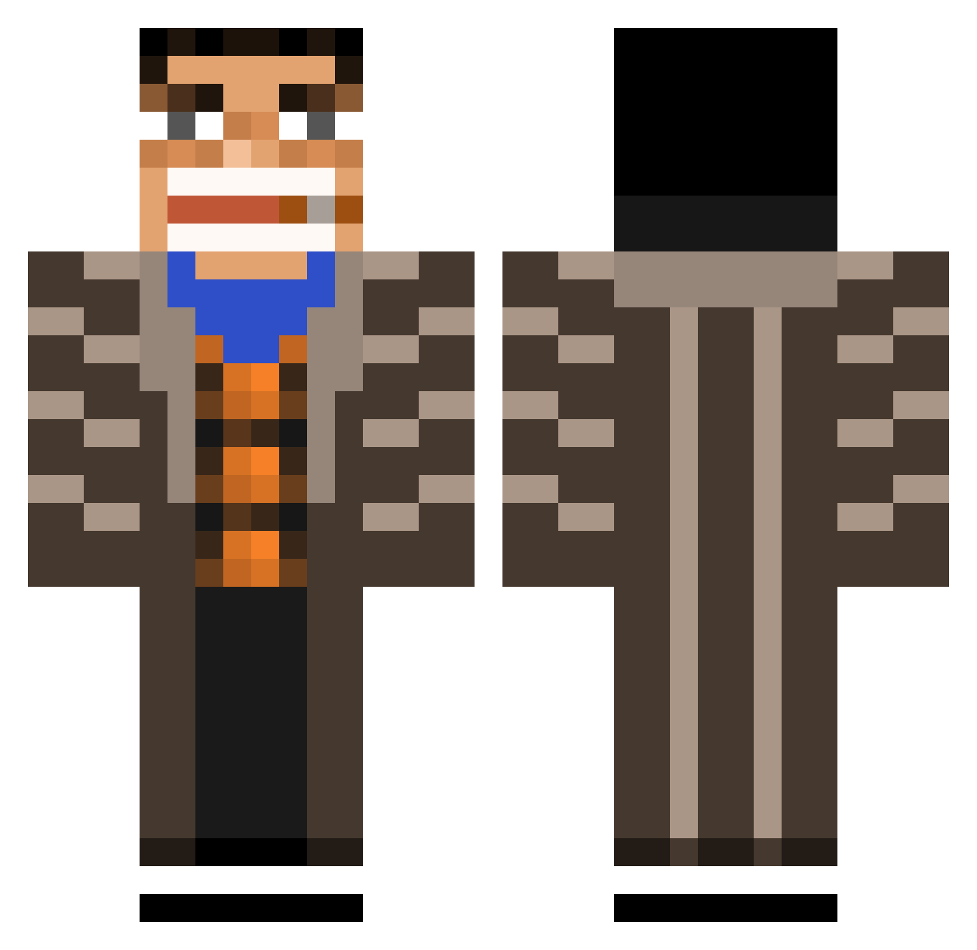 Nekroz Minecraft skin, front and back view