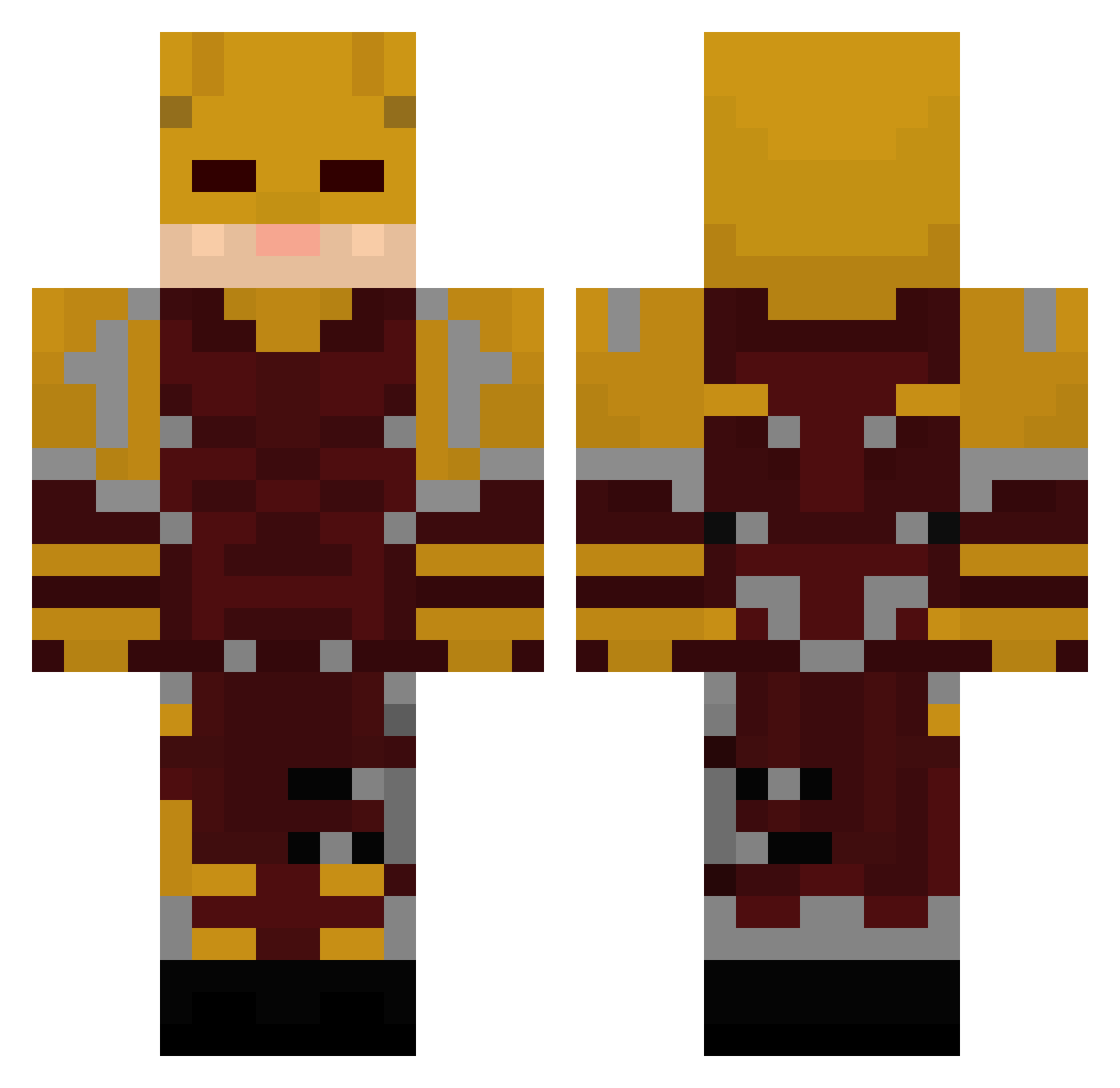Rubbing Minecraft skin, front and back view