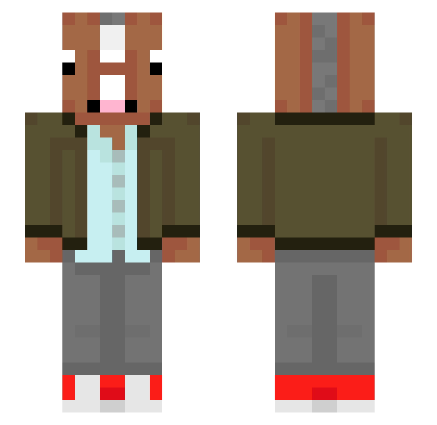 Teqxa Minecraft skin, front and back view