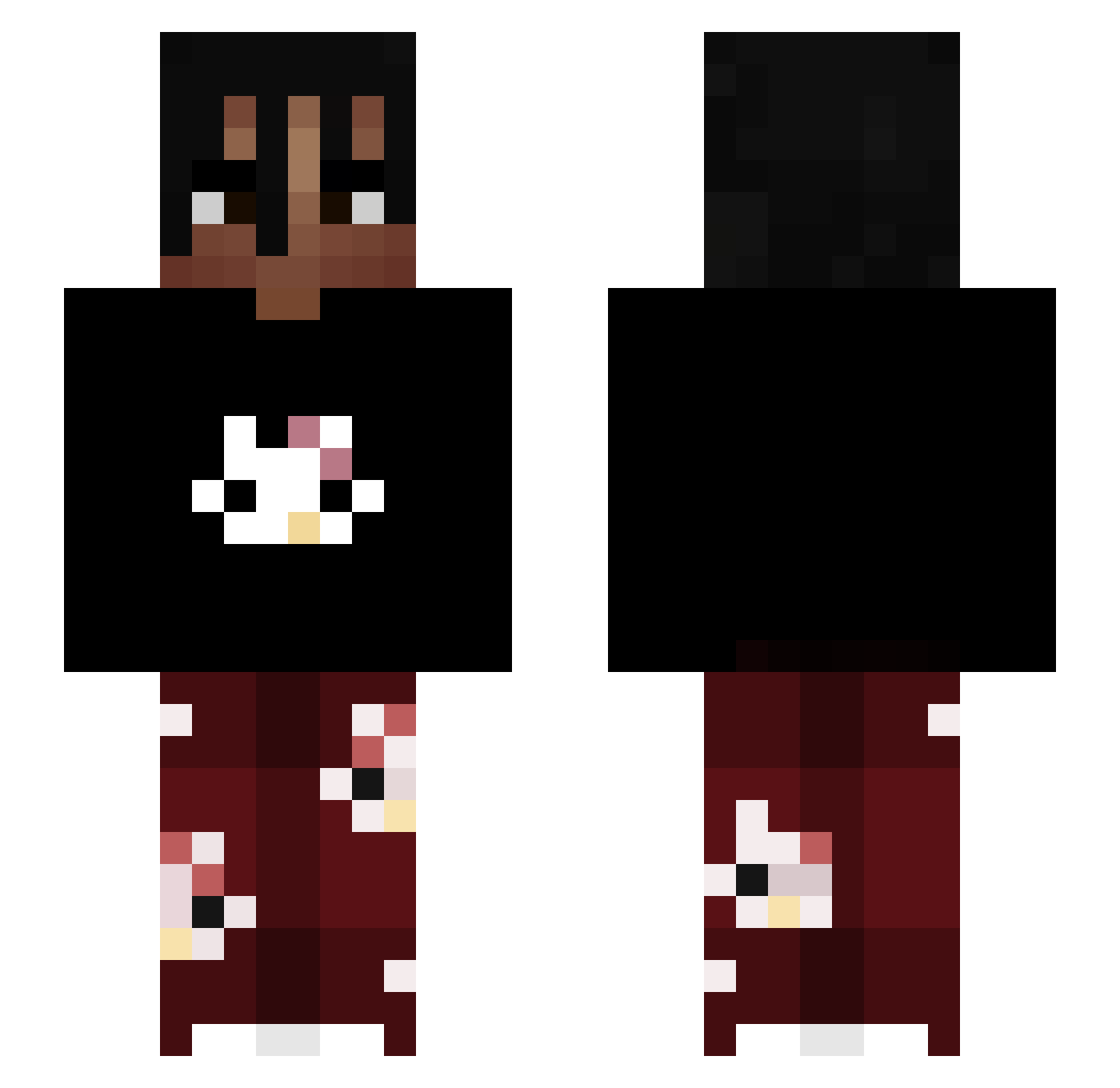 hatefx Minecraft skin, front and back view