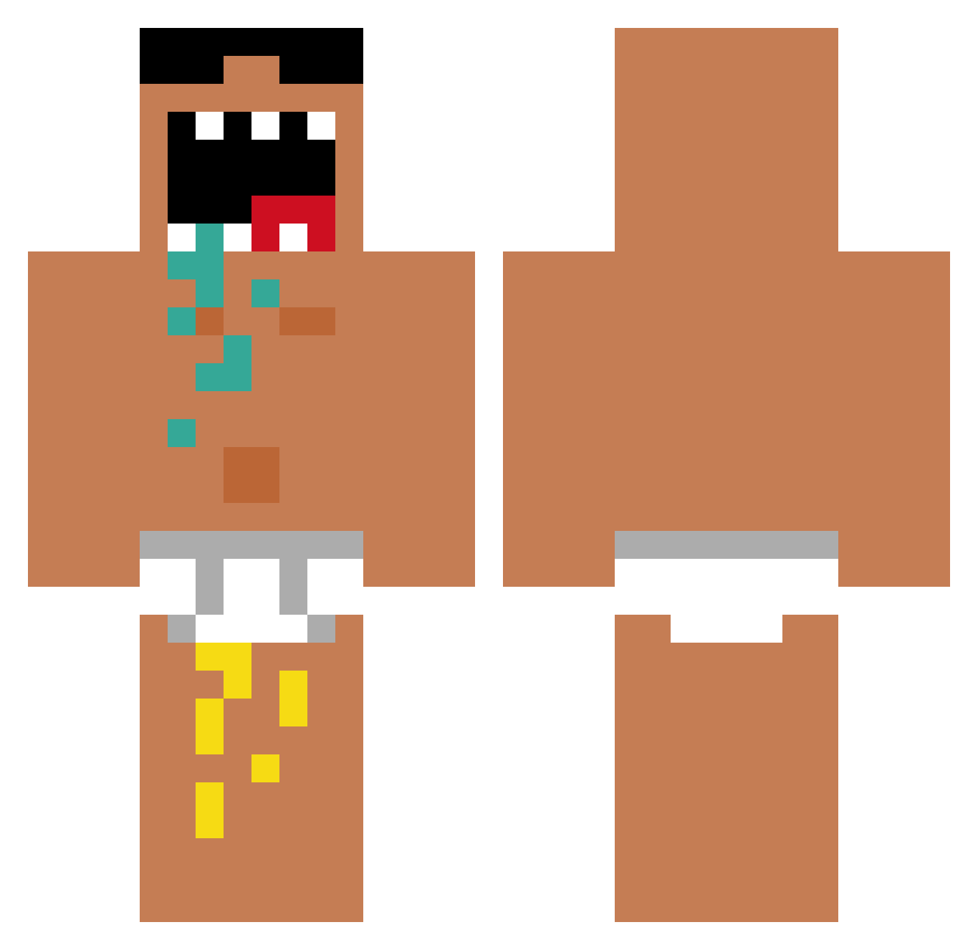 HelloNeighbor426 Minecraft skin, front and back view