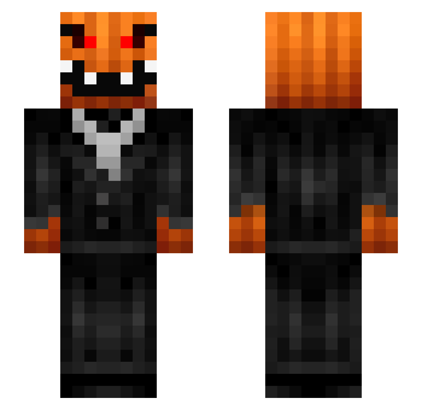 TechnoScattollo Minecraft skin, front and back view