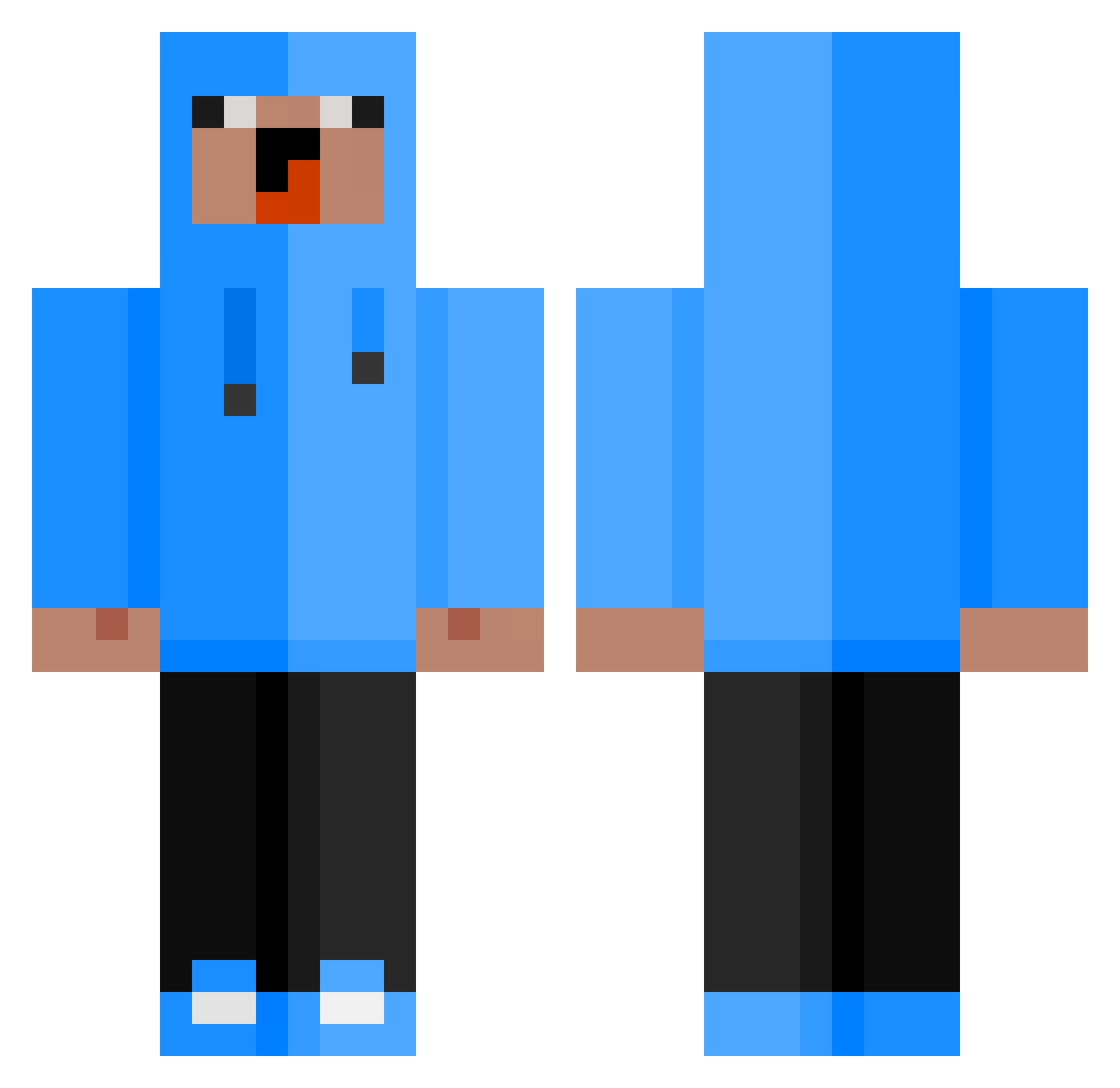 BLOCKHEAD121 Minecraft skin, front and back view