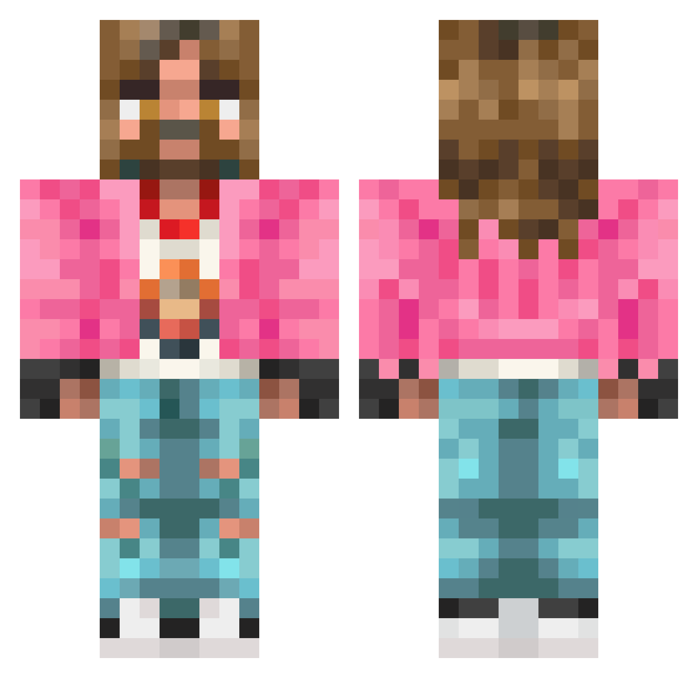 skittishchild Minecraft skin, front and back view