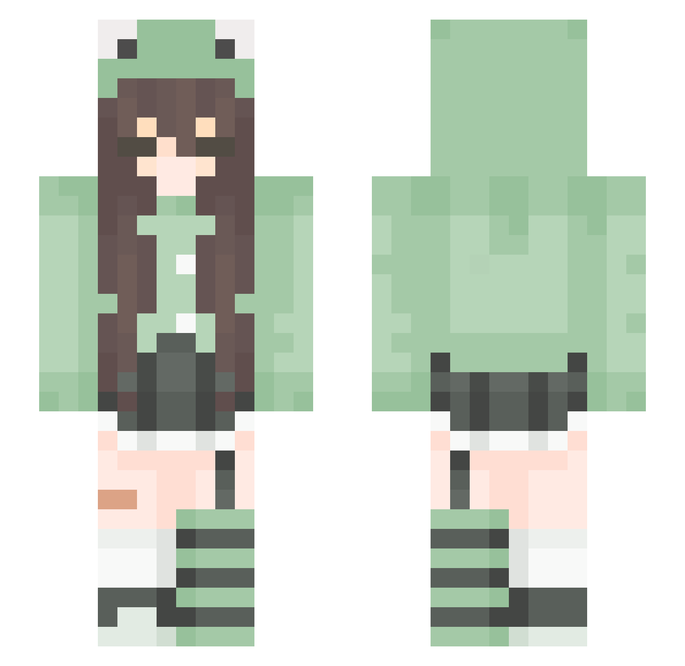 SolarPoweredFrog Minecraft skin, front and back view