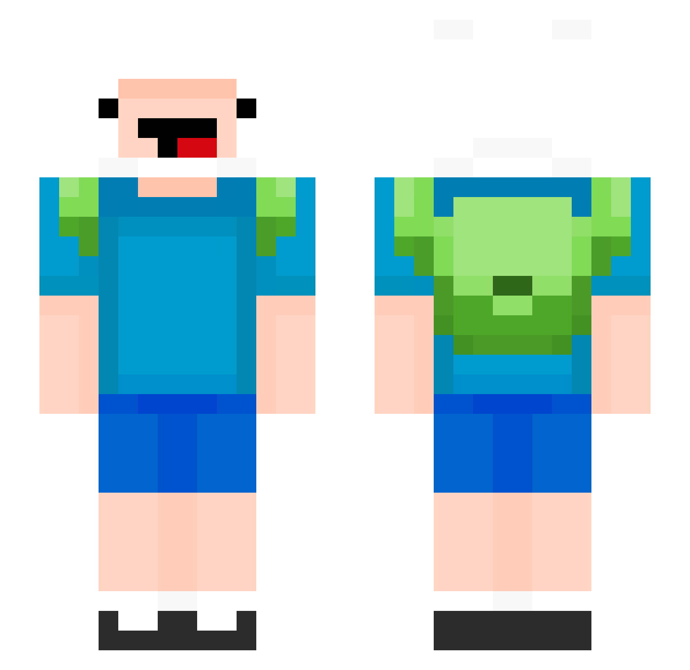 Jacopocraft007 Minecraft skin, front and back view
