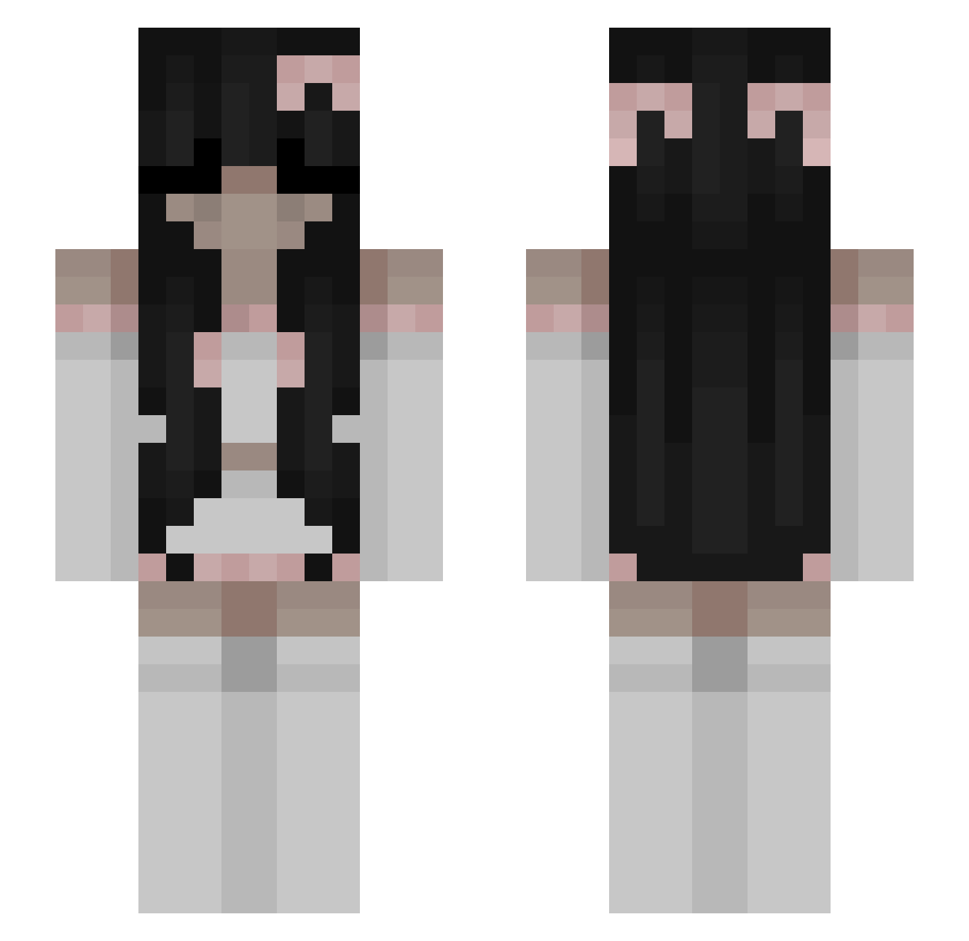 cowtails Minecraft skin, front and back view