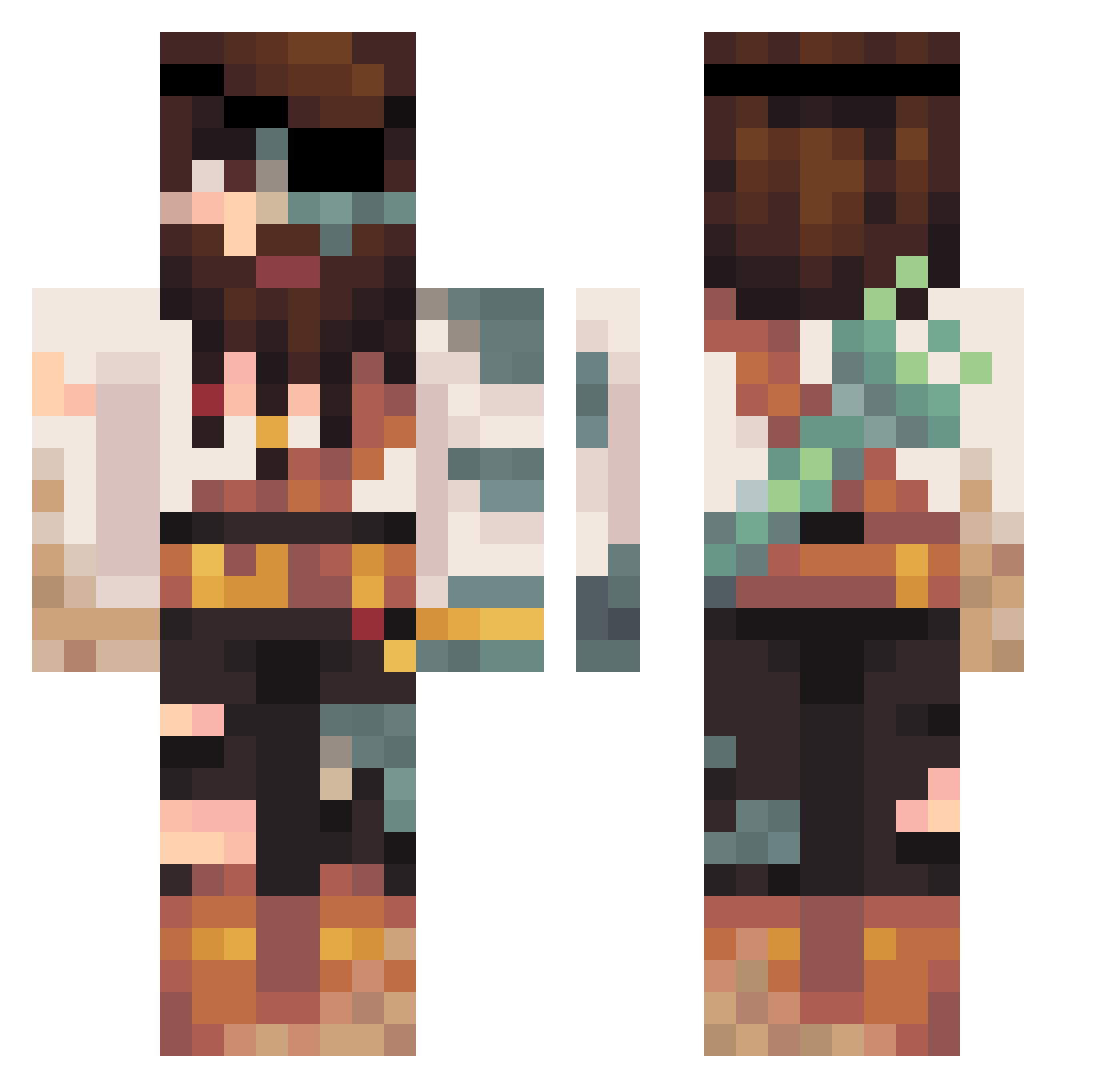 ranchbutcho Minecraft skin, front and back view