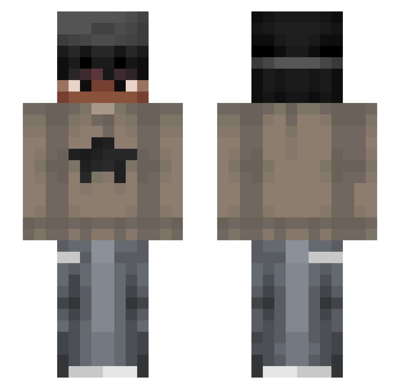 pvxkai Minecraft skin, front and back view