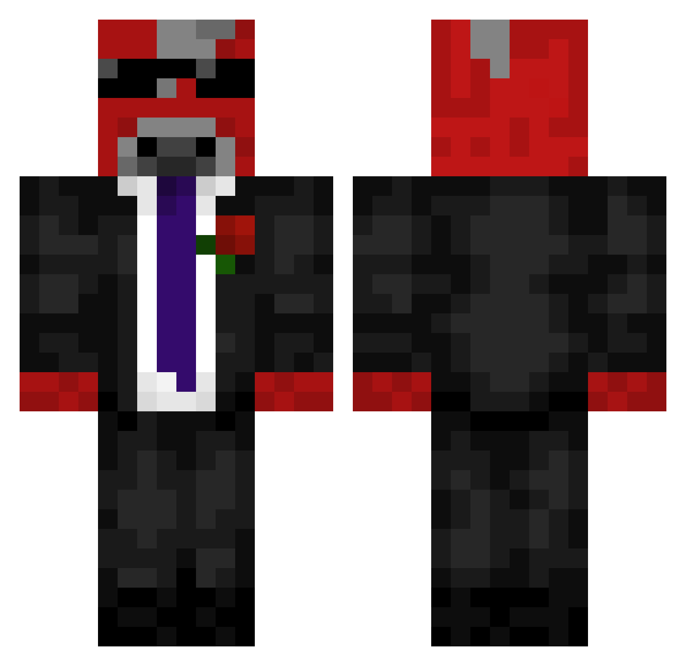 JustaLarry Minecraft skin, front and back view
