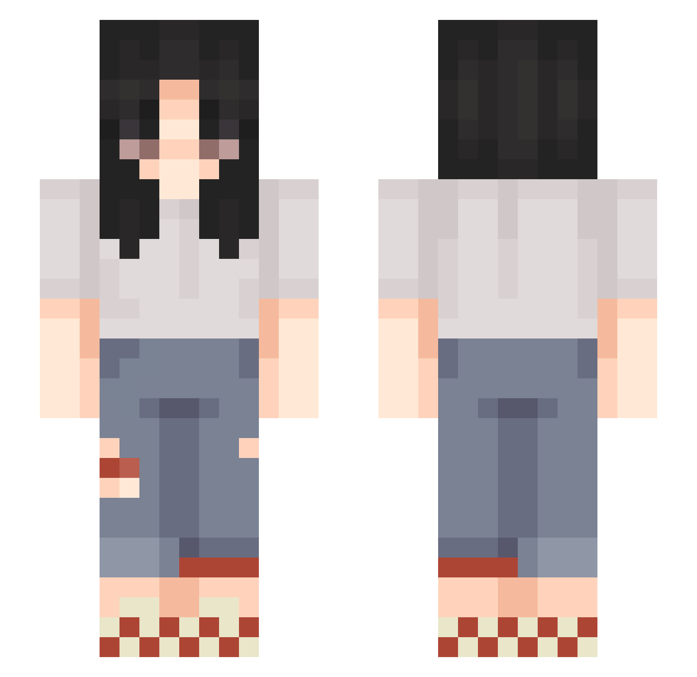 Coranqwq Minecraft skin, front and back view