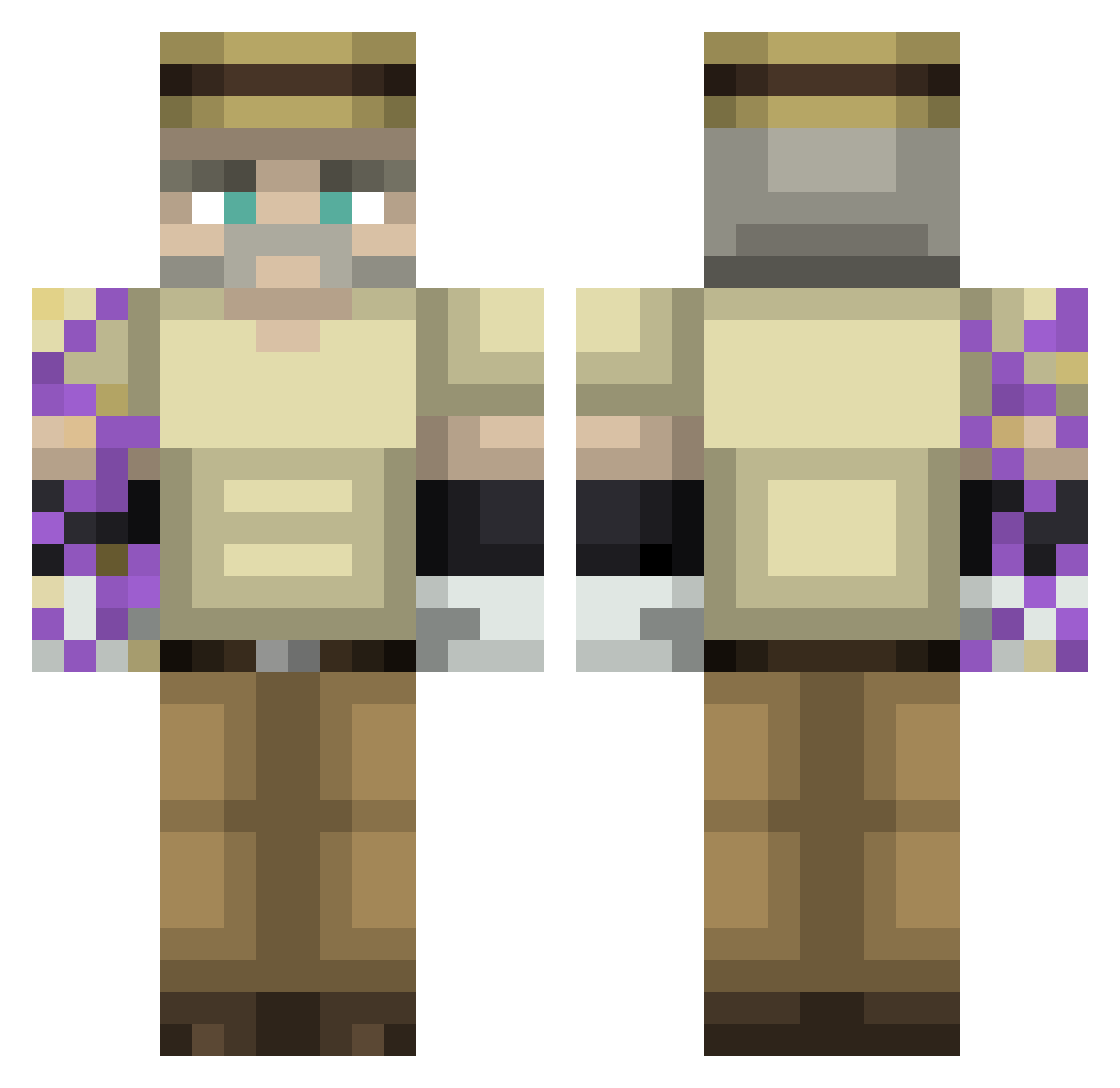 vexkebab Minecraft skin, front and back view