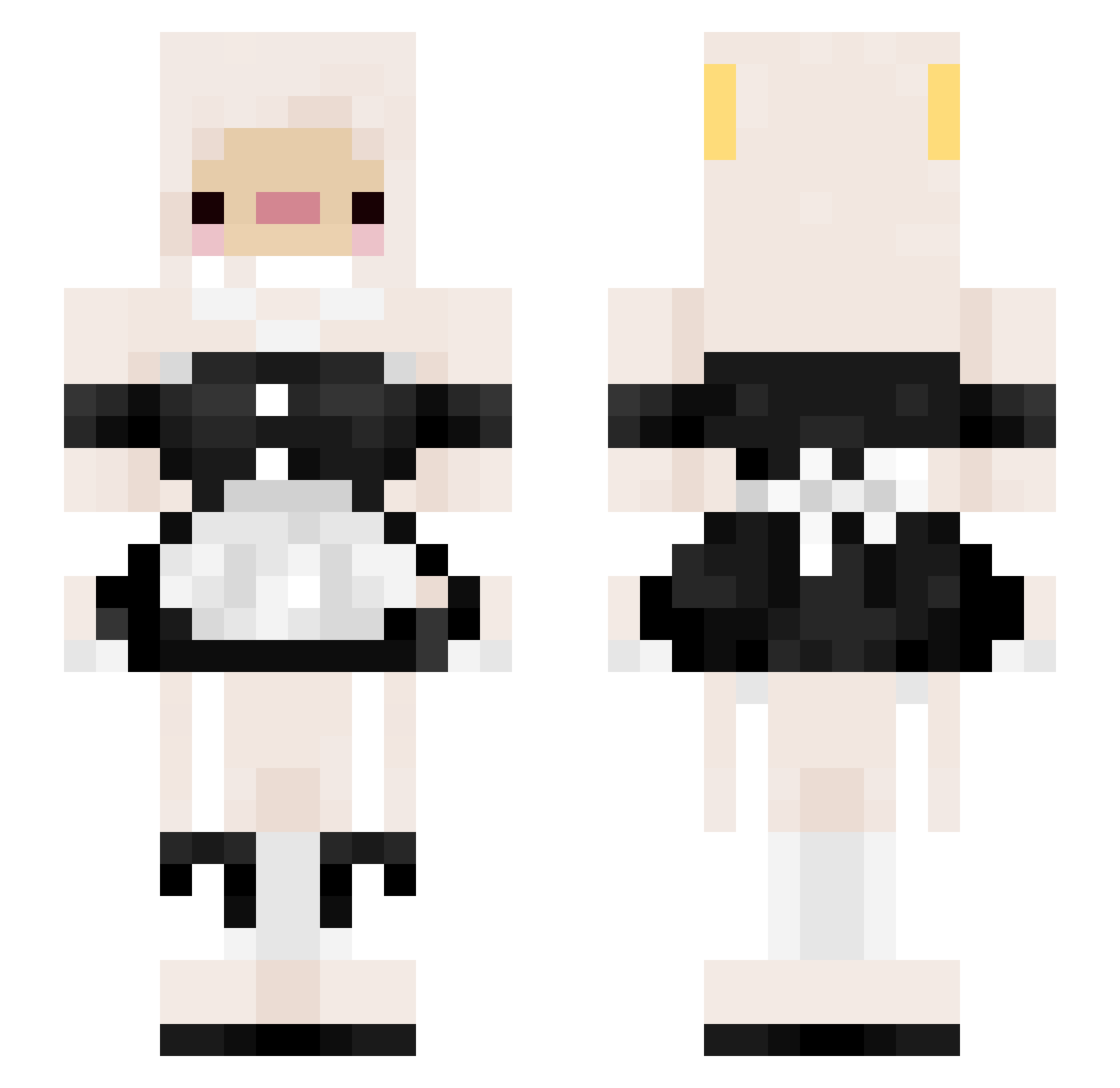 NeverLambs Minecraft skin, front and back view